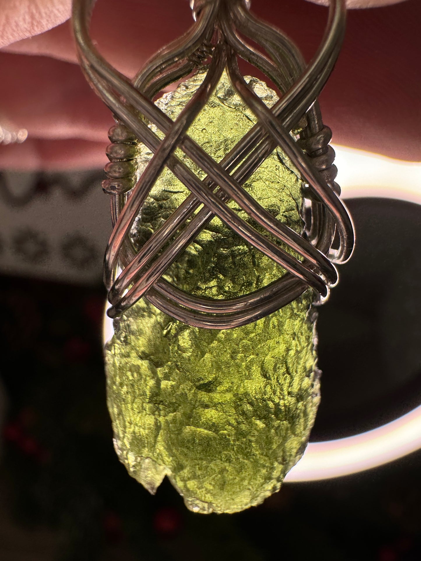 Vrabce Moldavite Pendant in Sterling Silver