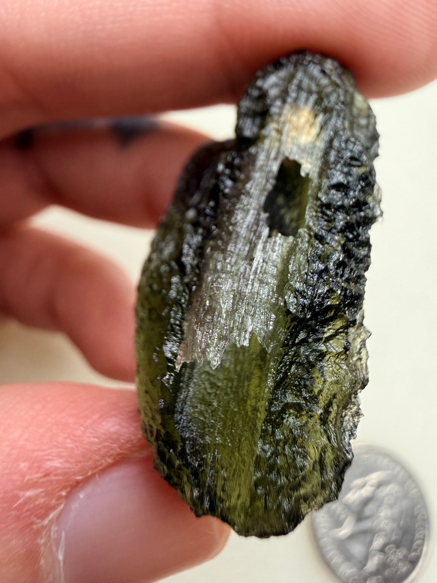 Moldavite 10.41 Gram With A Open Bubble Cavity