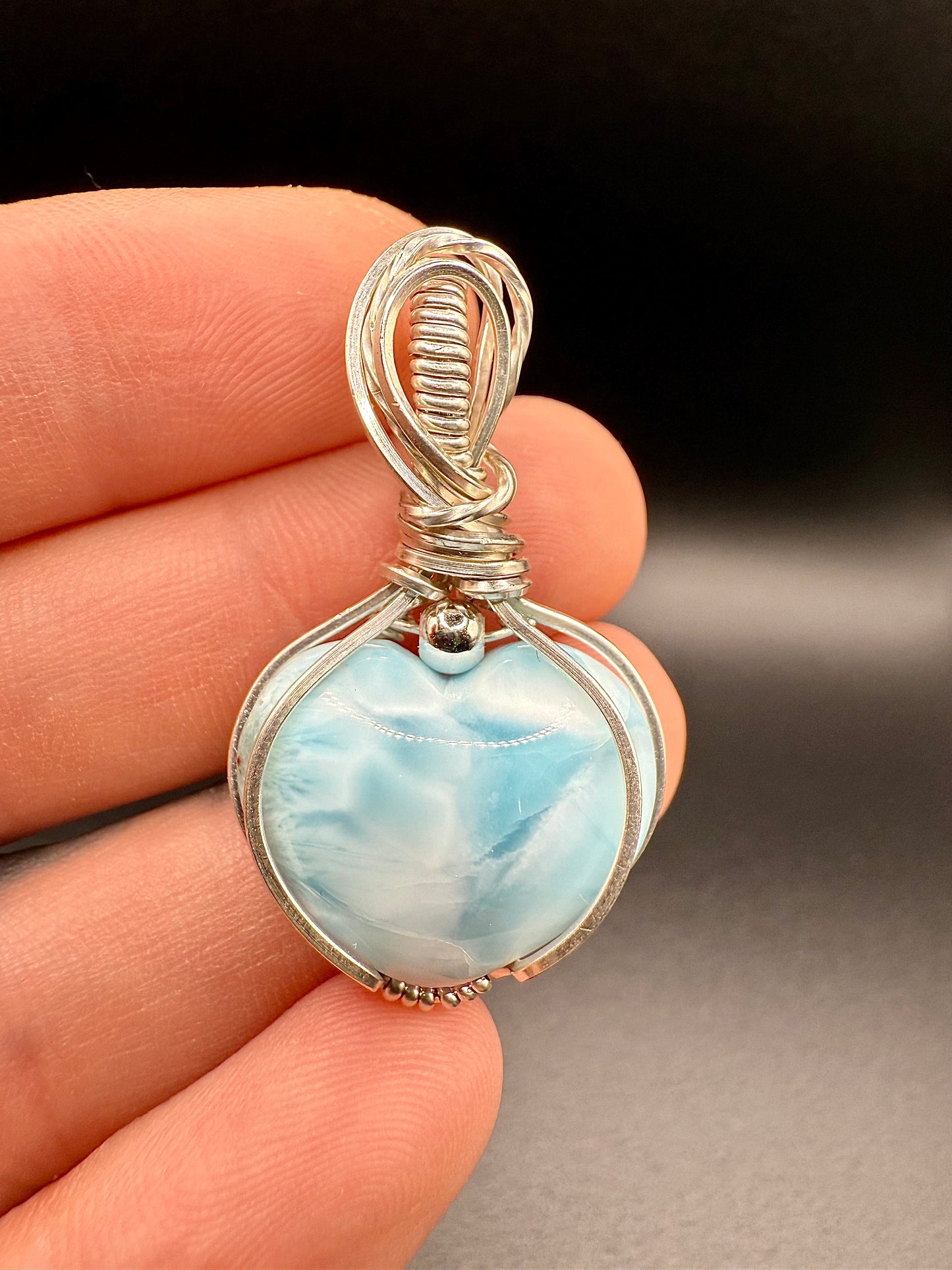 B112) Larimar Pendant In Sterling Silver