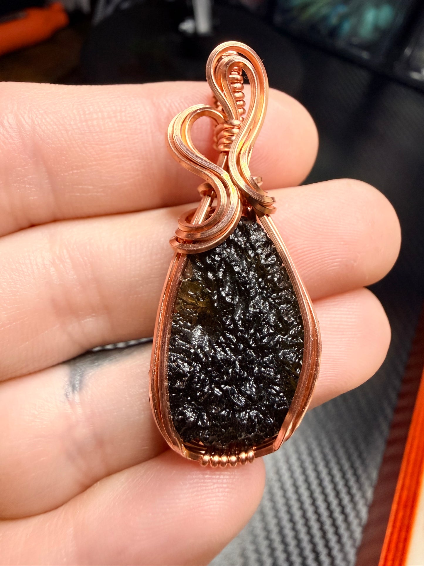 11VDS) Moldavite Pendant in copper
