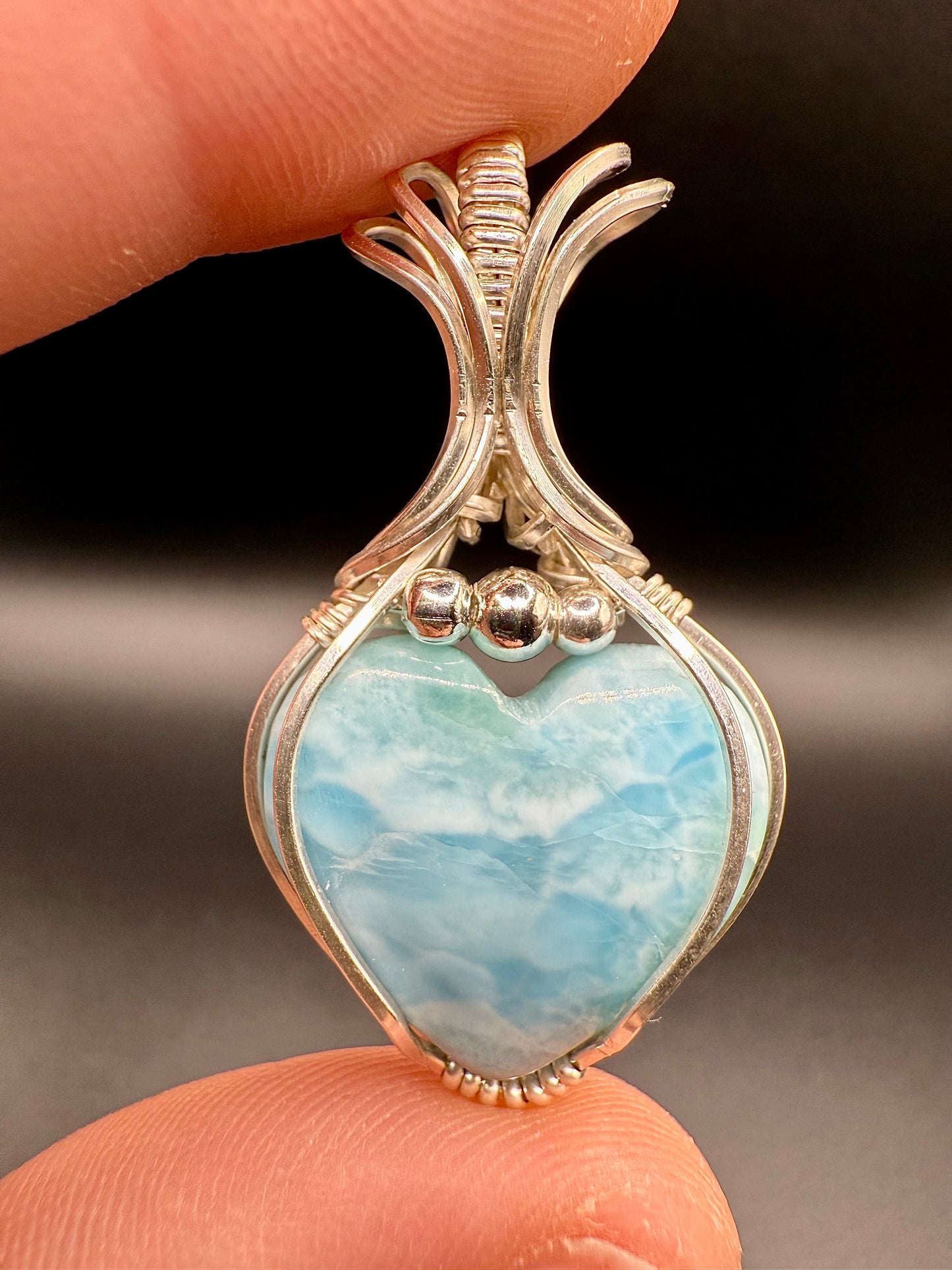 B112) Larimar Pendant In Sterling Silver
