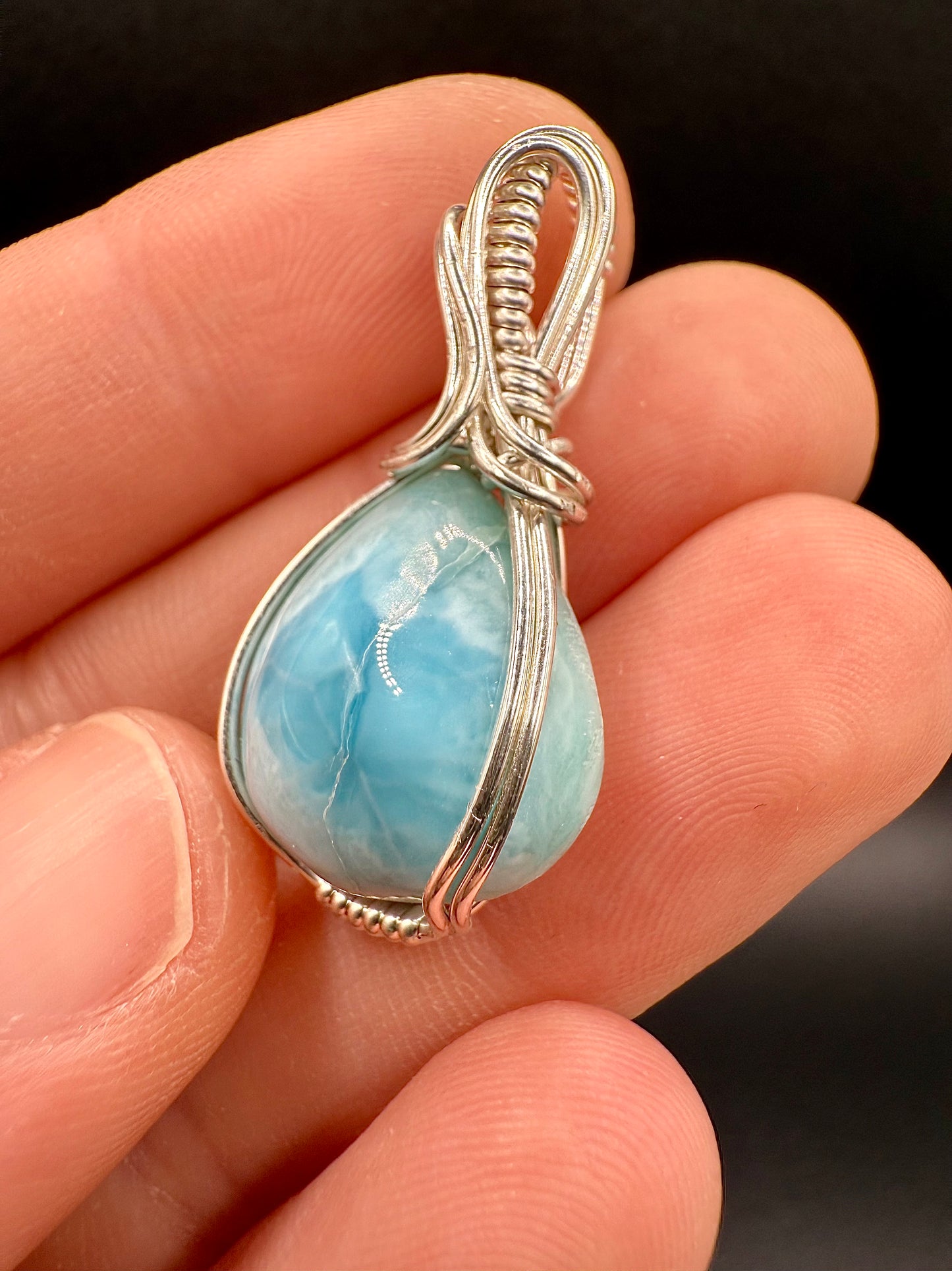 B112) Larimar Pendant In Sterling Silver