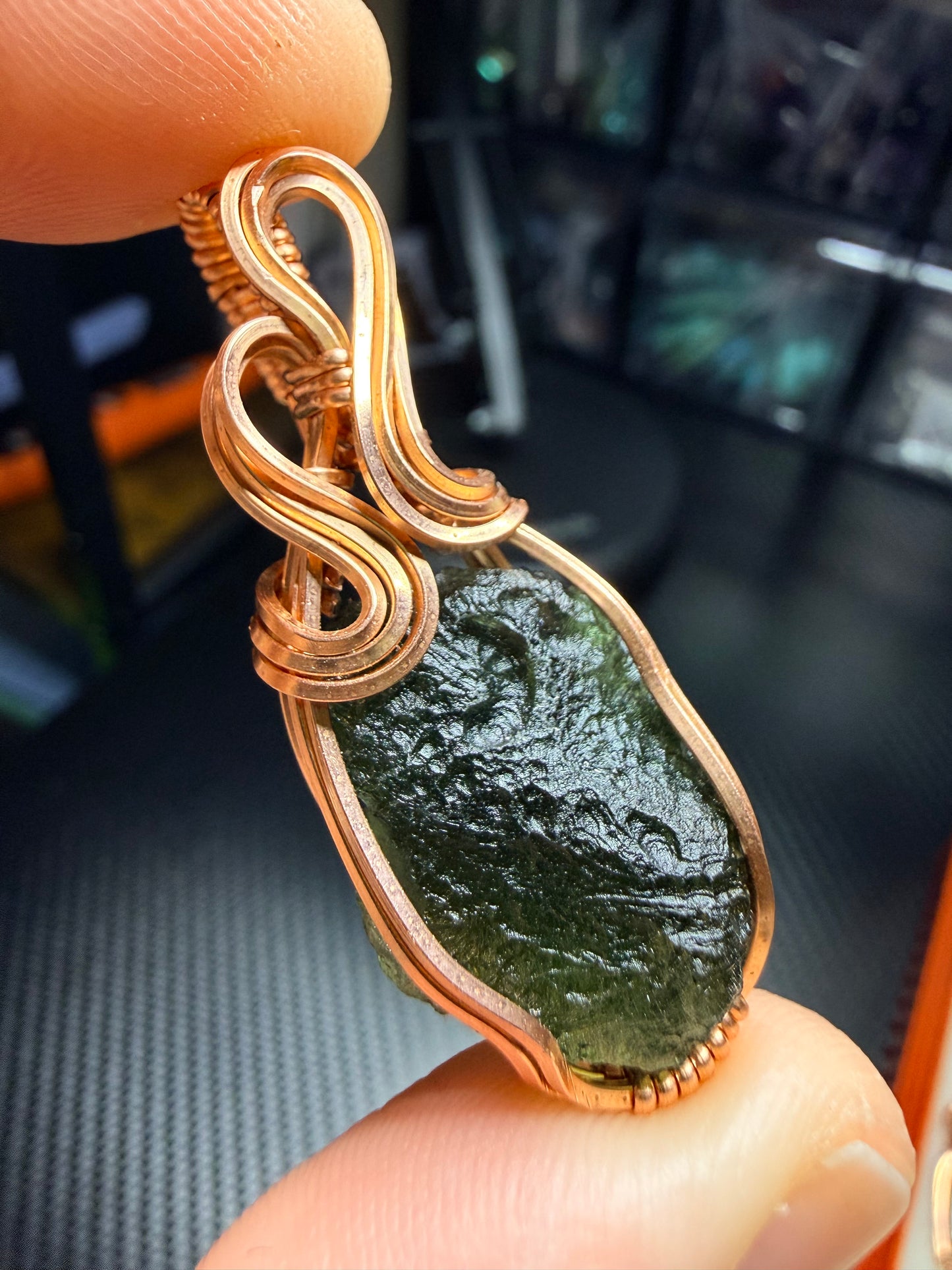 11VDS) Moldavite Pendant in copper