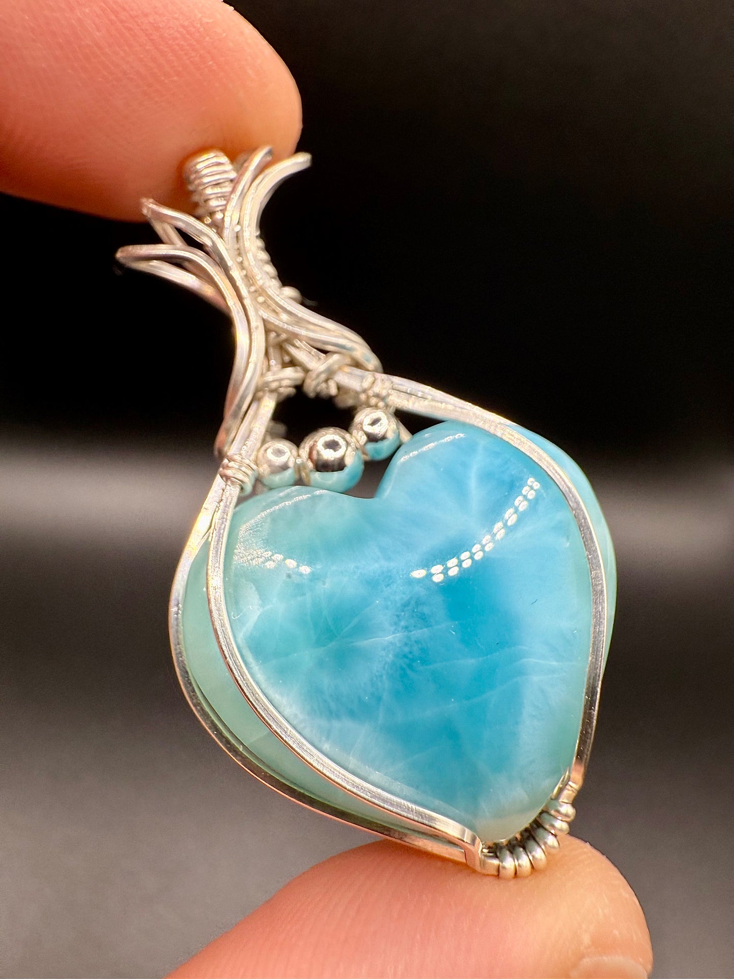 C11) Larimar Pendant In Sterling Silver