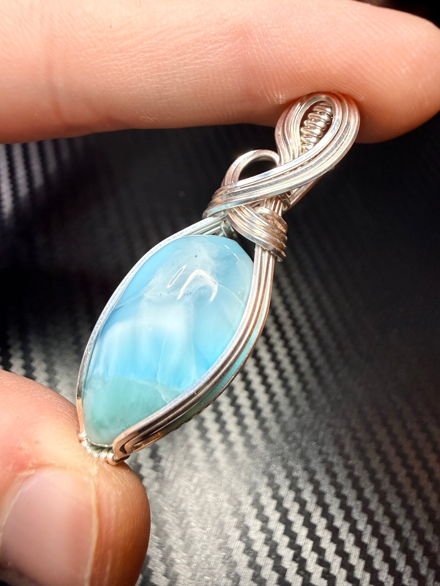 Larimar Pendant In Sterling Silver
