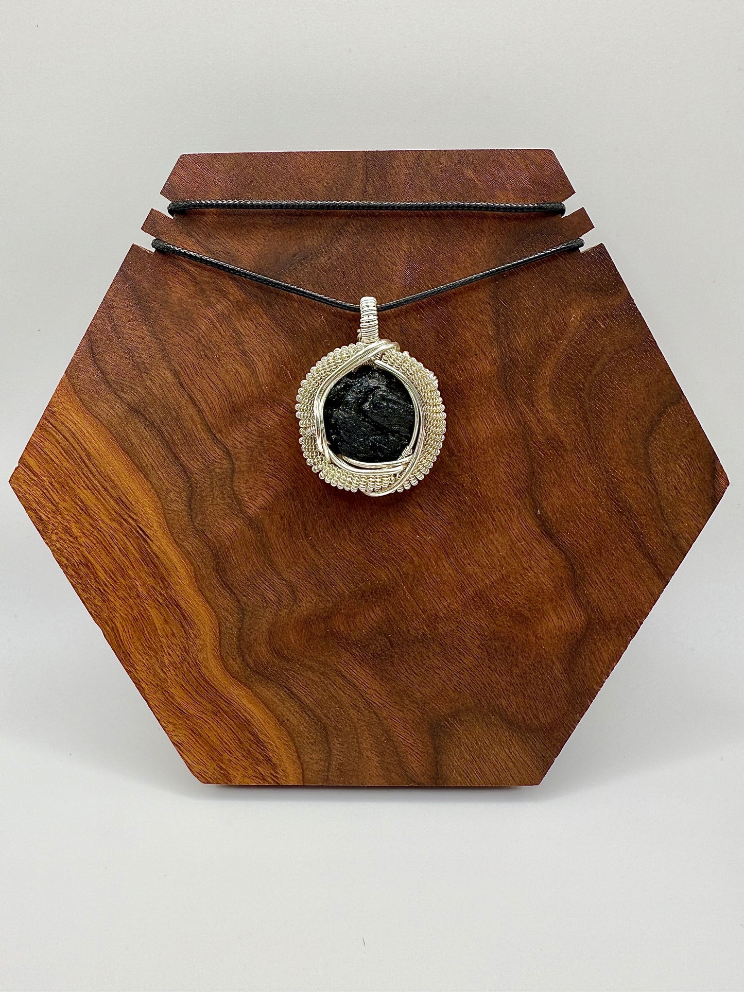 1MSS) Moldavite Pendant Necklace In Sterling Silver