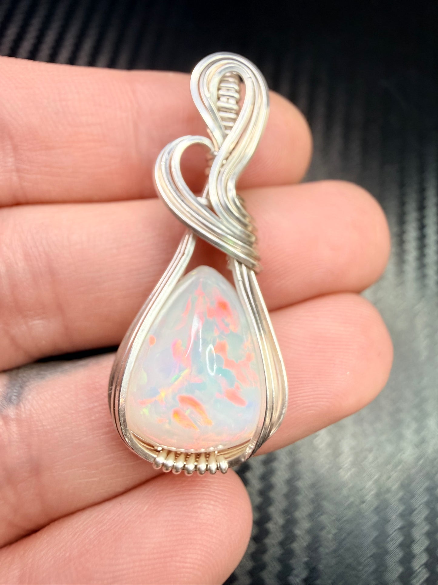 Ethiopian Welo Opal Pendant in .925 Sterling Silver – Natural Opal Necklace, October Birthstone, Fire Opal Jewelry, Handmade Opal Gift, Healing Crystal Pendant