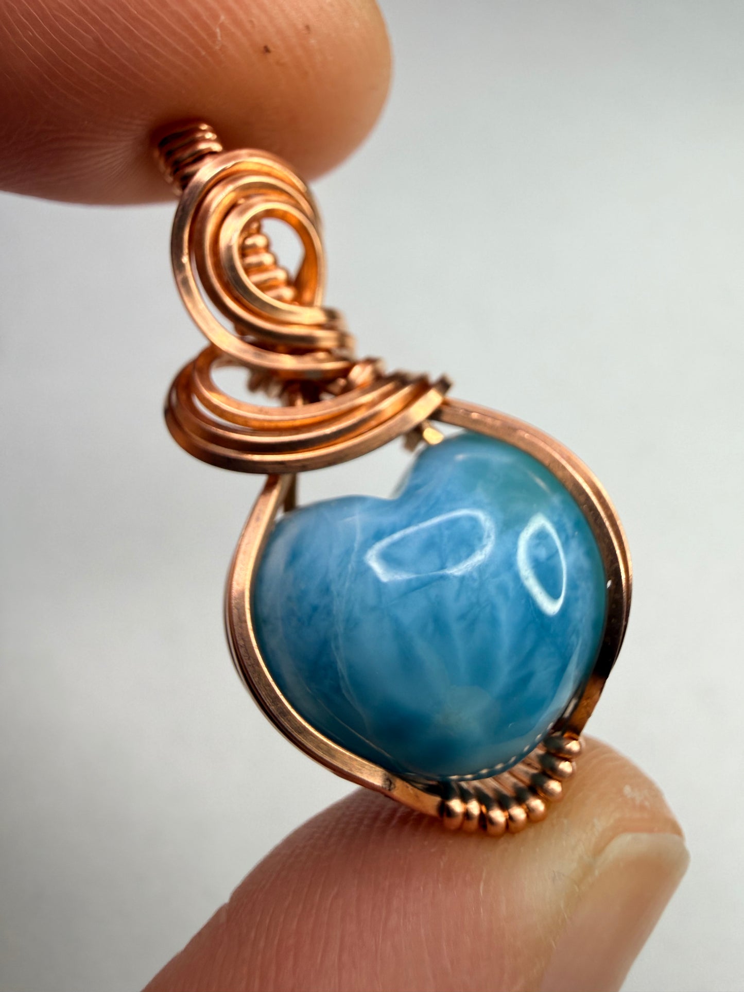 Larimar Pendant In Copper Heart Shape