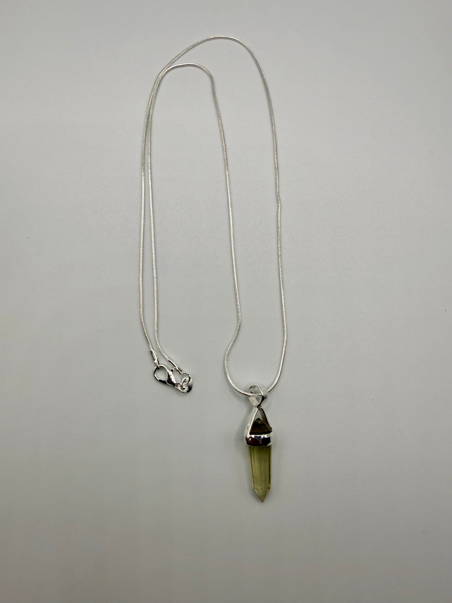 AAA Libyan Desert Glass Pendulum Pendant With Agni Manitite Bead In Sterling Silver 10.05 crt