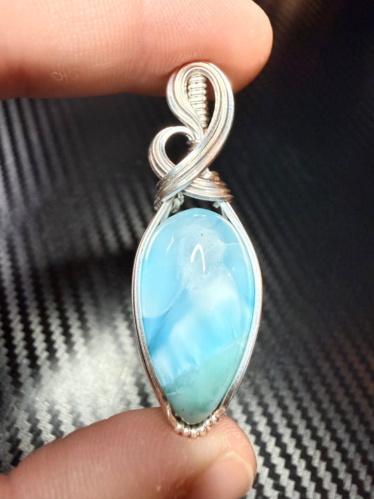 Larimar Pendant In Sterling Silver
