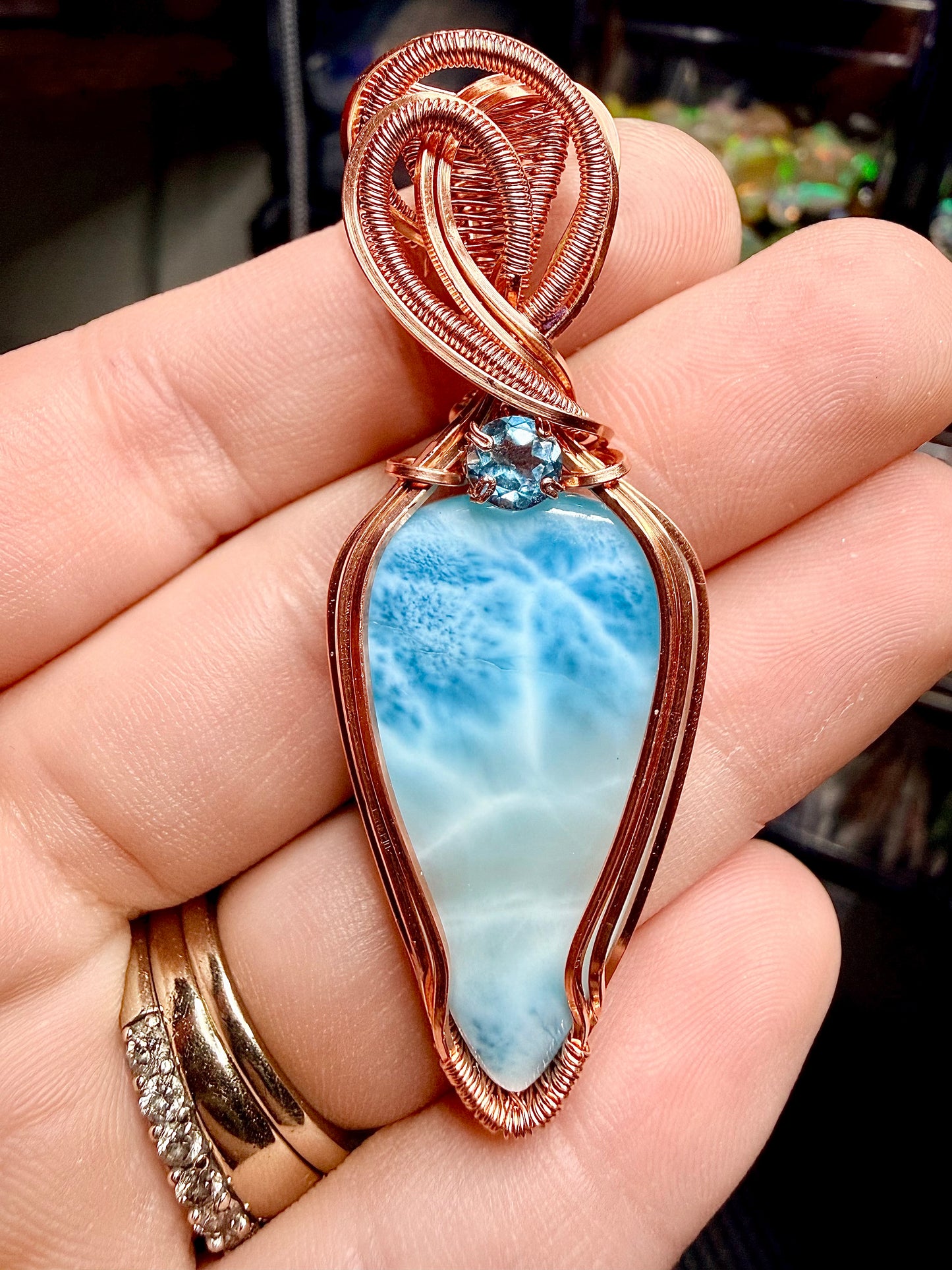 Larimar Pendant In Copper With Sky Blue Accent