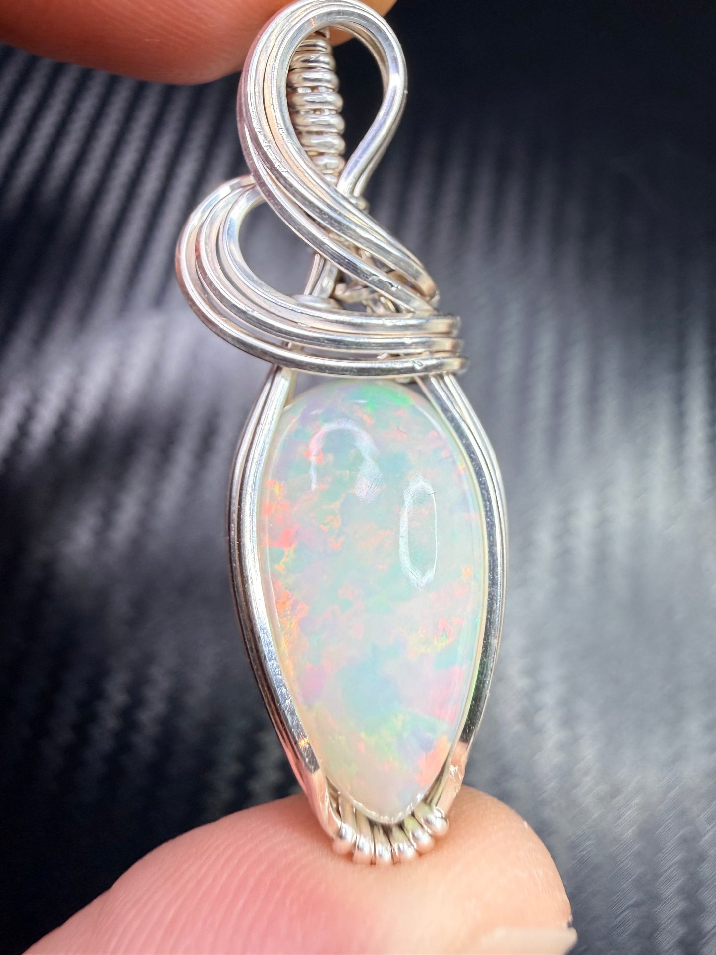 Ethiopian Welo Opal Pendant in .925 Sterling Silver – Natural Opal Necklace, October Birthstone, Fire Opal Jewelry, Handmade Opal Gift, Healing Crystal Pendant