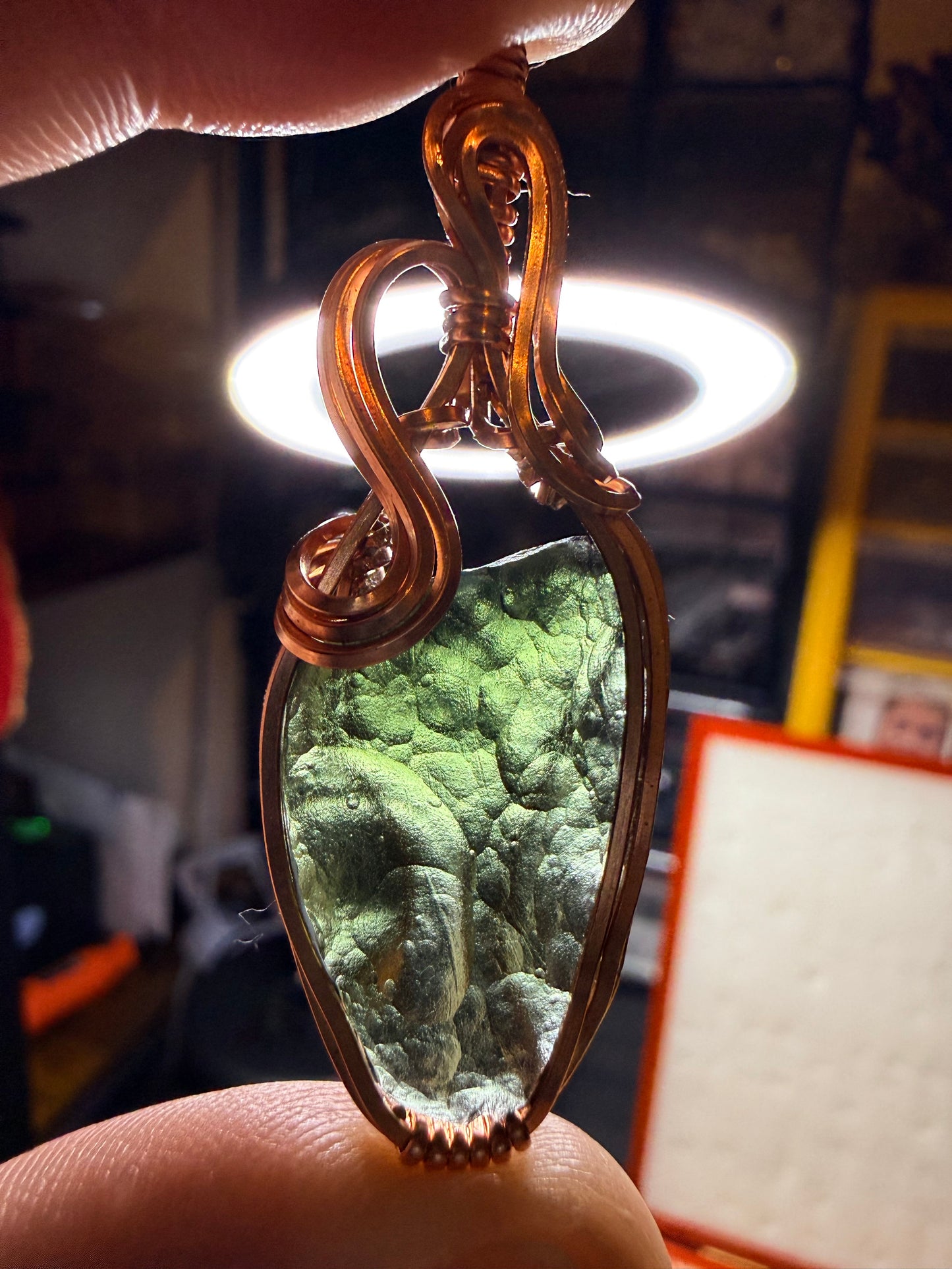 11VDS) Moldavite Pendant in copper