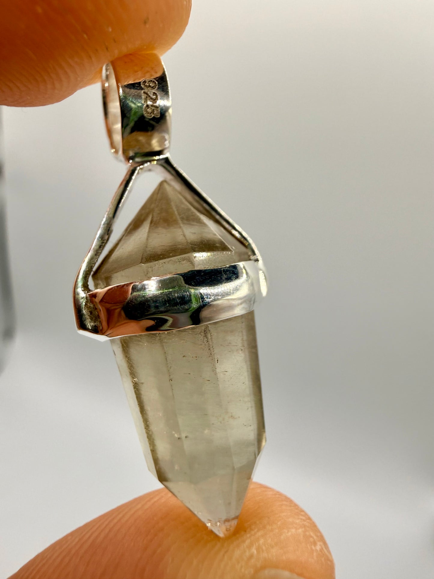 AAA Libyan Desert Glass Pendulum Pendant With Agni Manitite Bead In Sterling Silver 12.85 carats