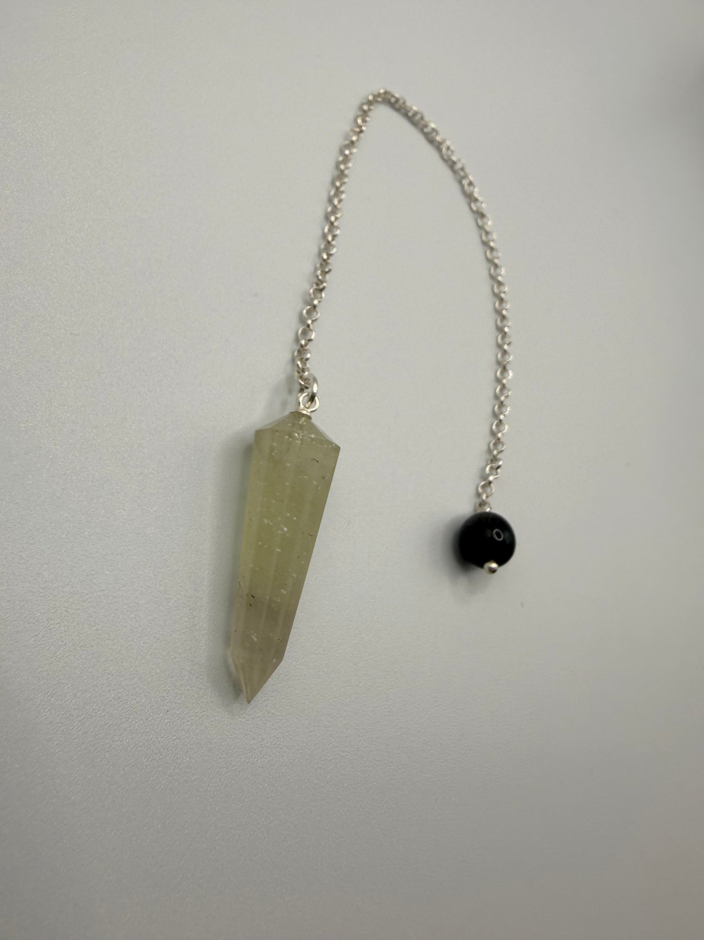 Libyan Desert Glass Pendulum With Agni Manitite Bead In Sterling Silver 17.65 crt