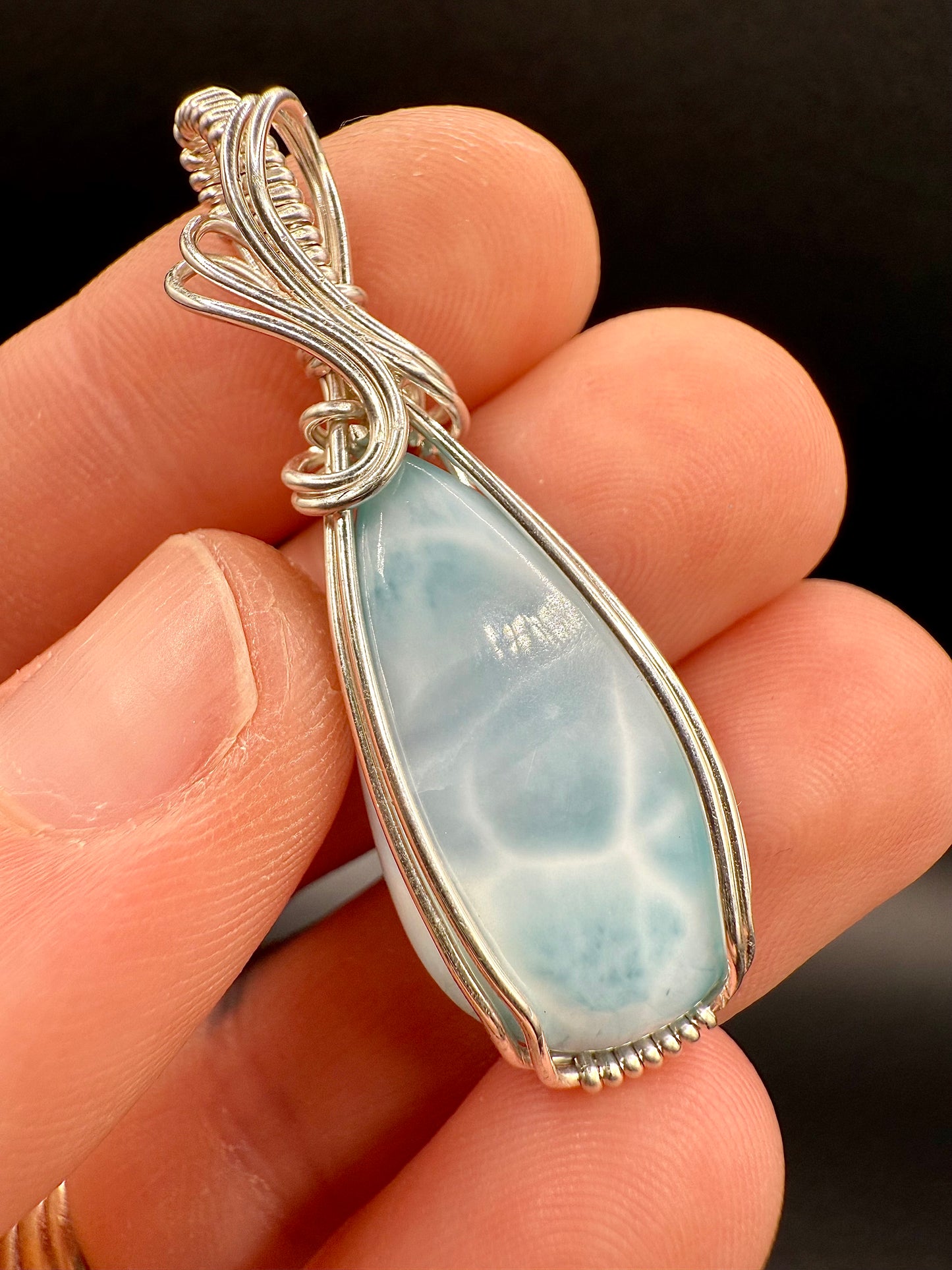 B112) Larimar Pendant In Sterling Silver