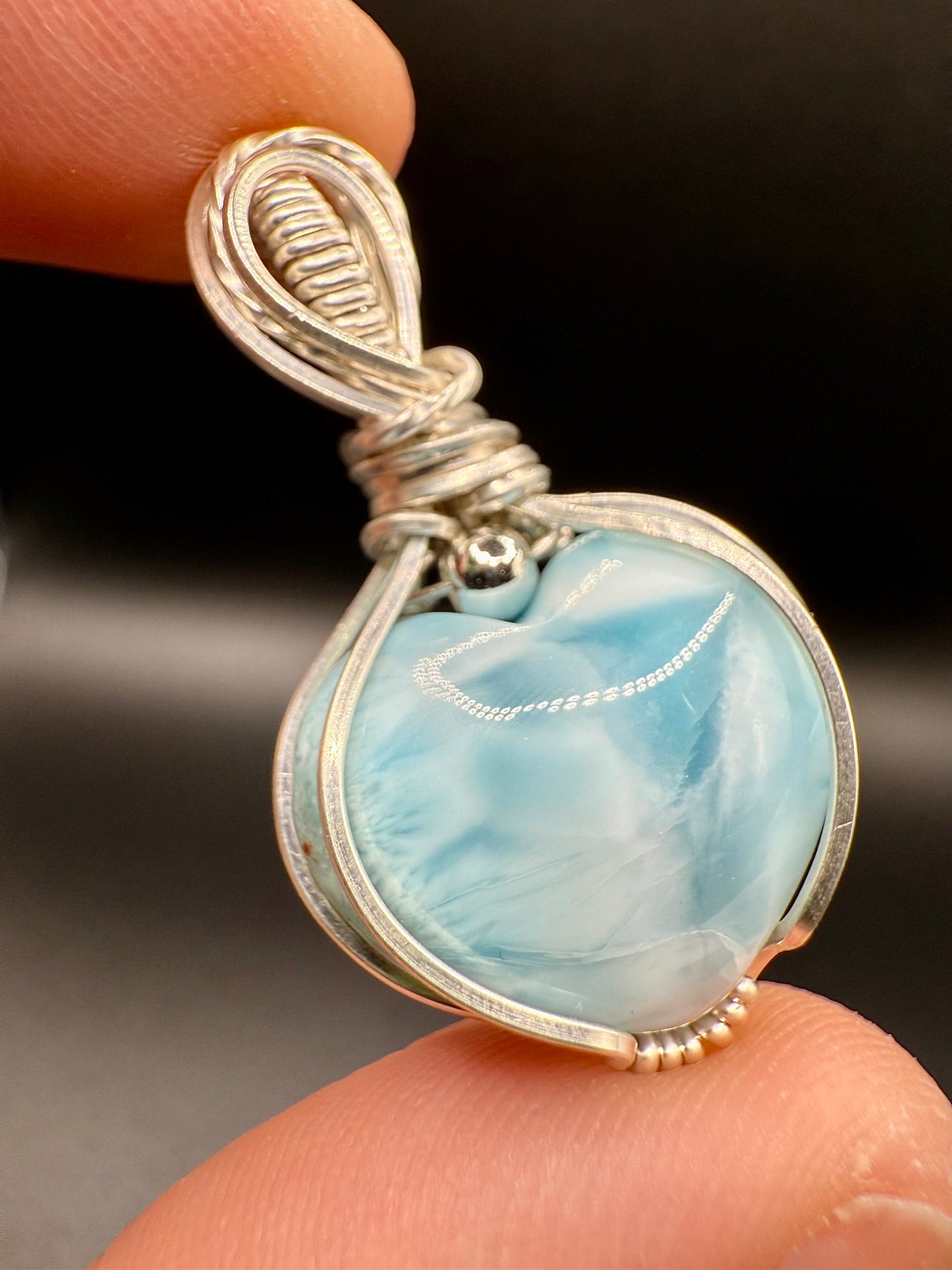B112) Larimar Pendant In Sterling Silver