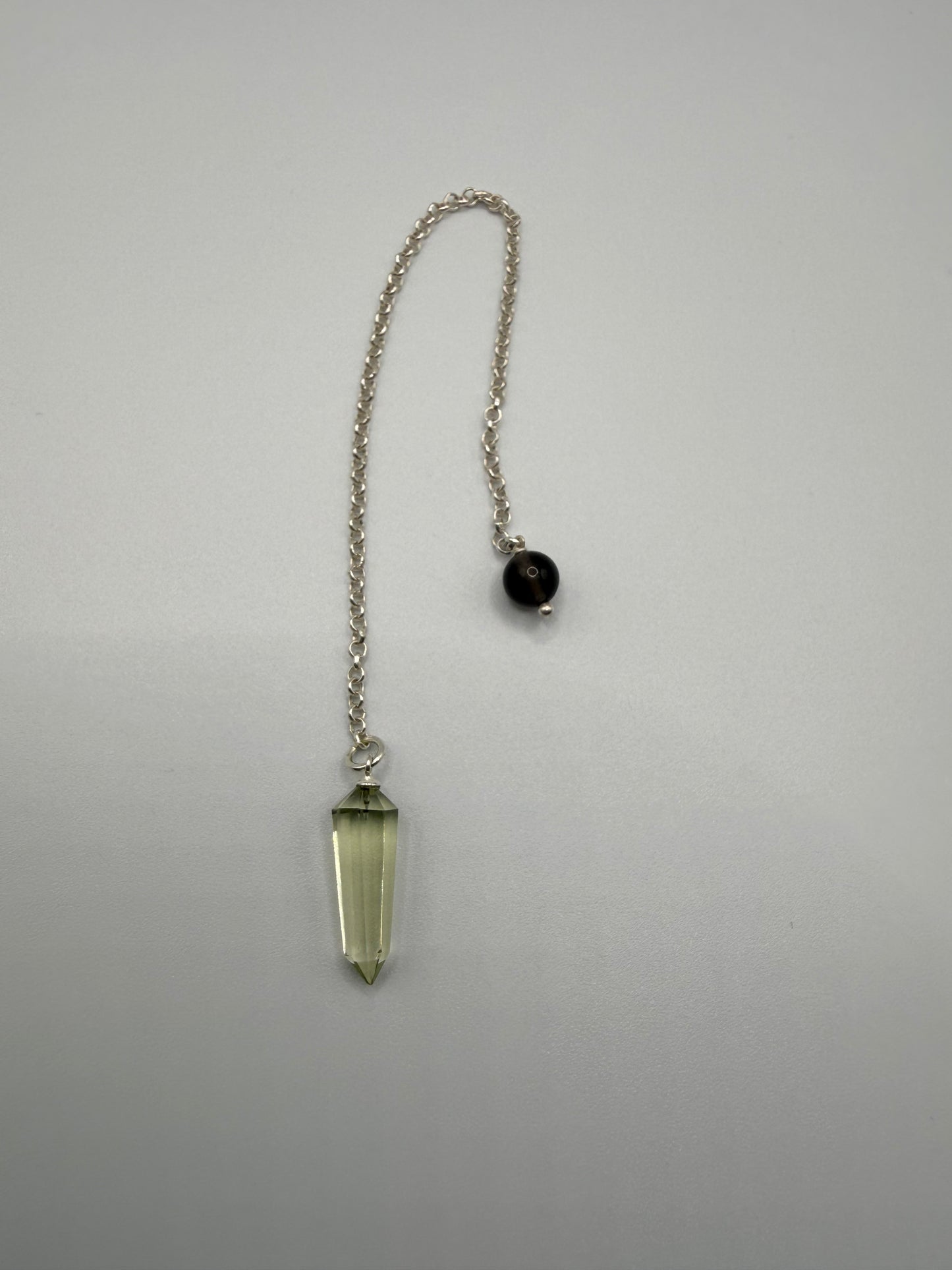 AAA Libyan Desert Glass Pendulum With Agni Manitite Bead In Sterling Silver 8.84crt
