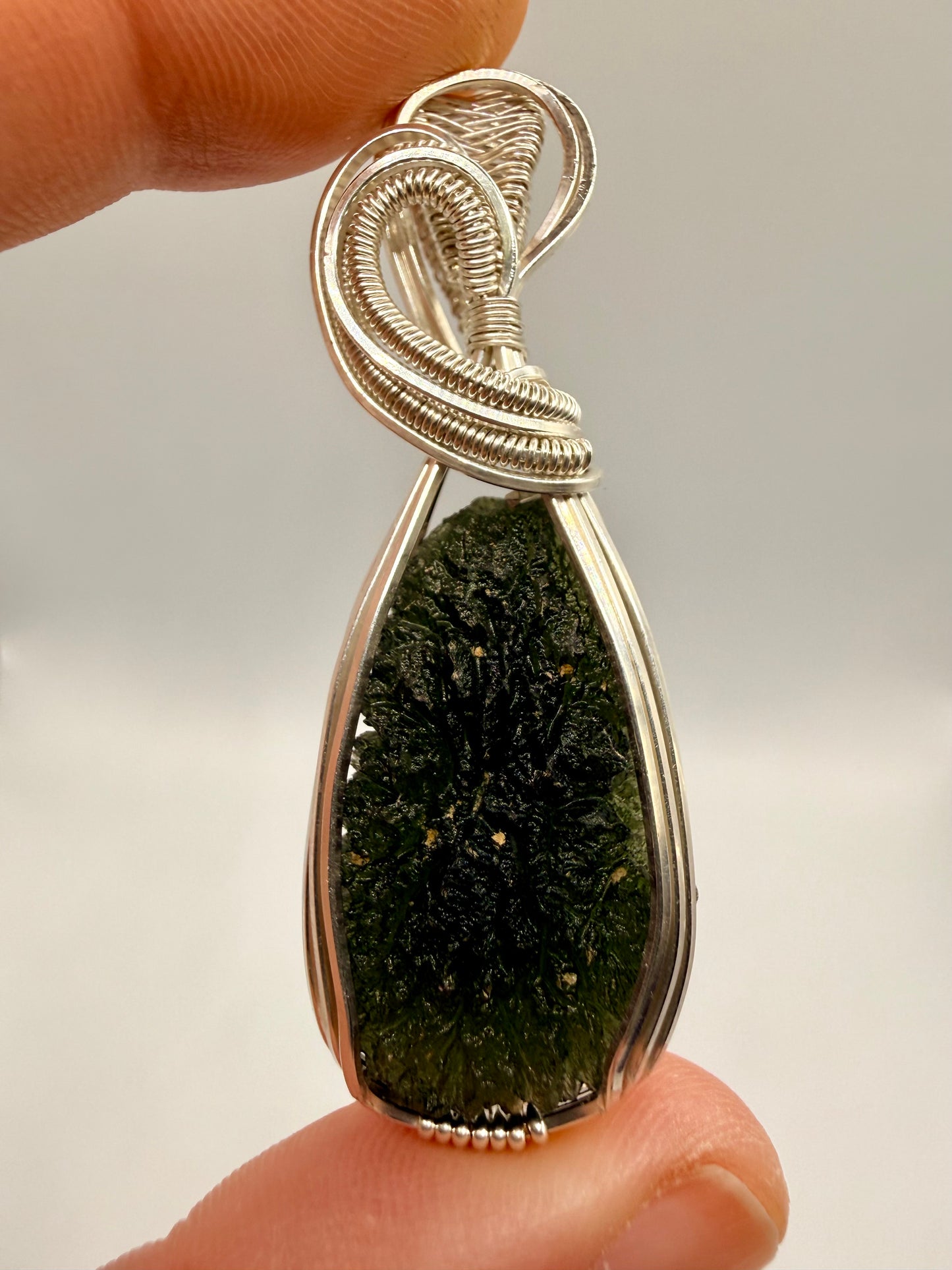 1MSS) Moldavite Pendant In Sterling Silver