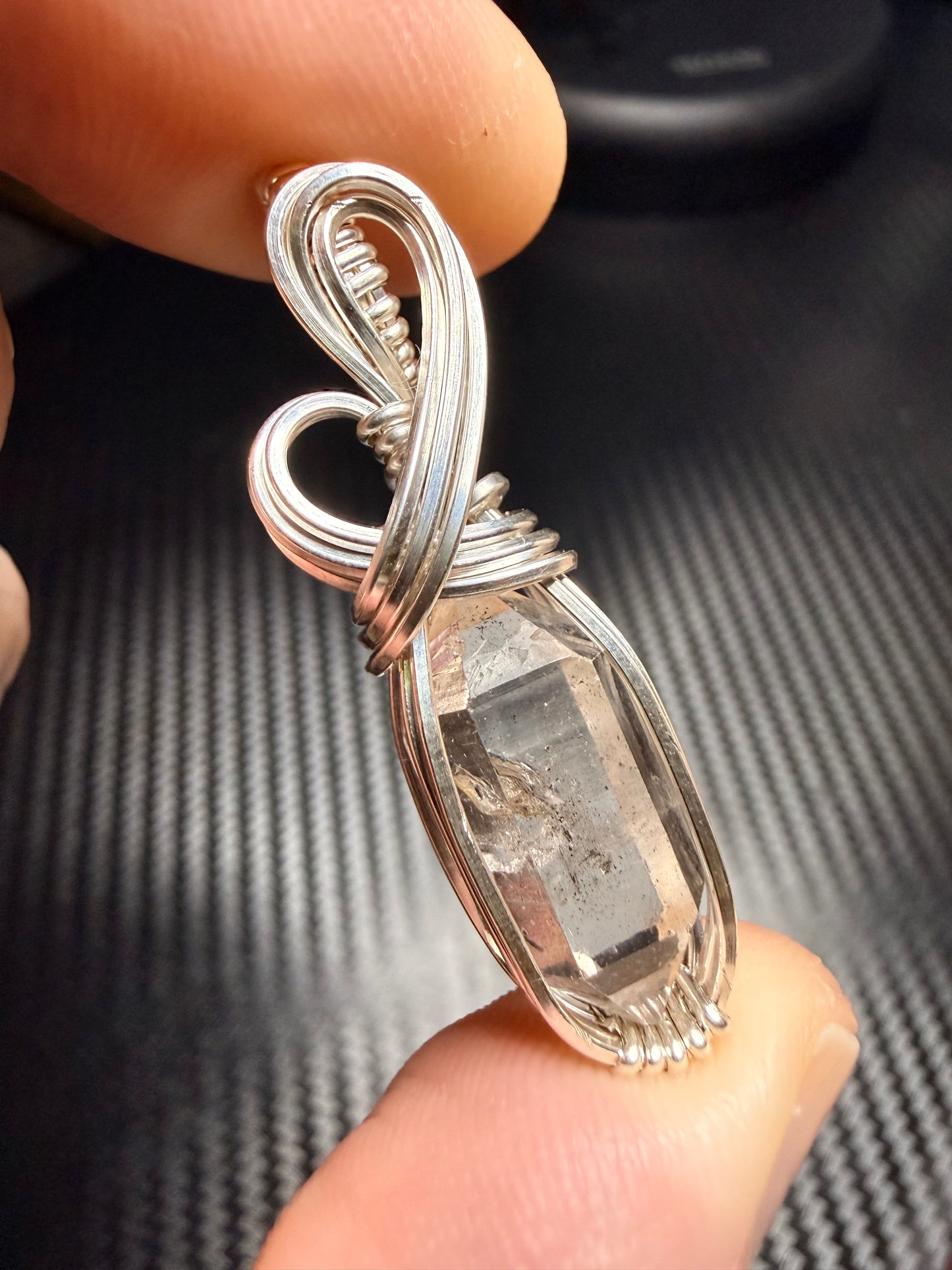 111VDS) Herkimer Diamond Quartz Pendant in Sterling Silver