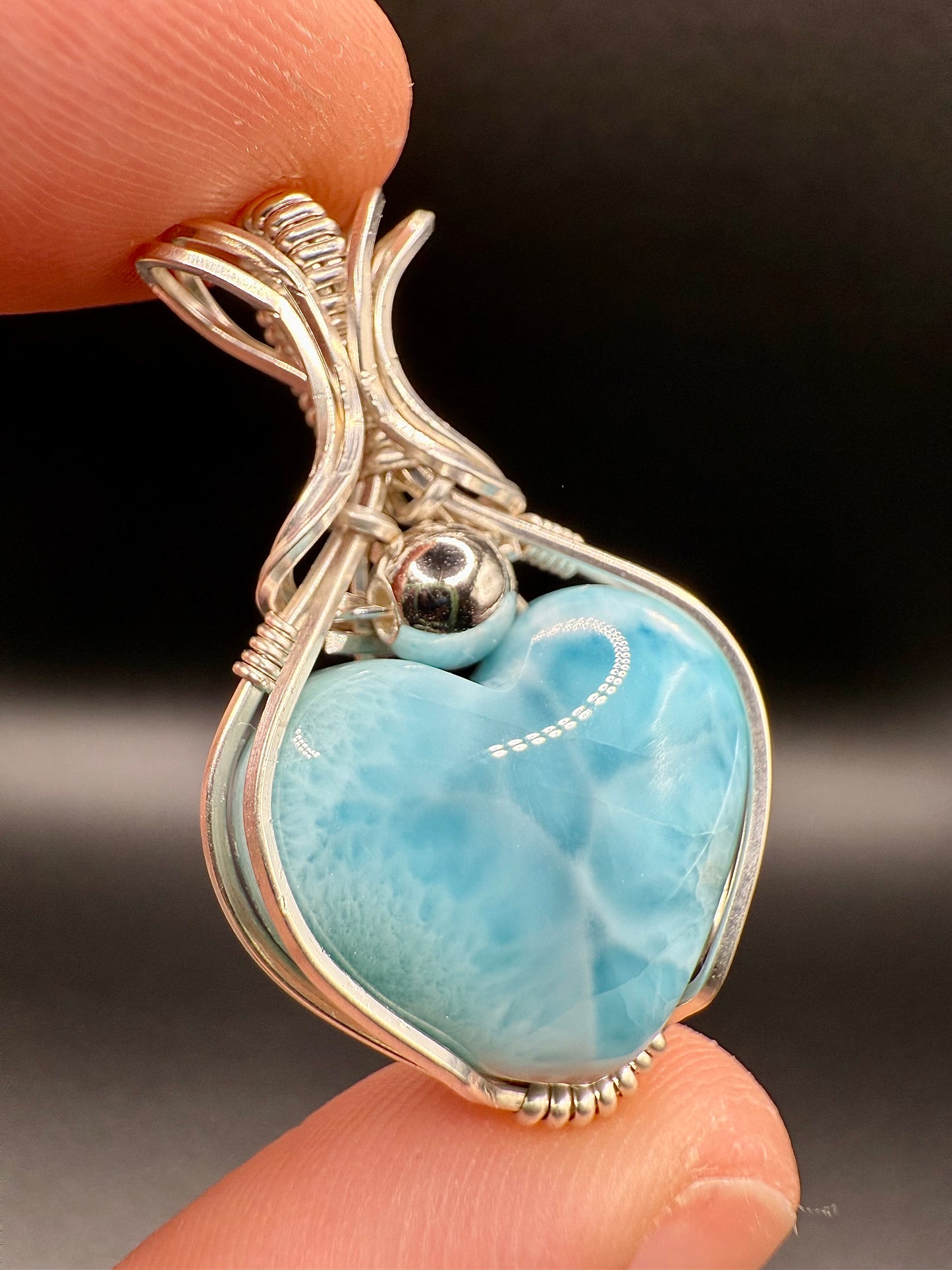 B112) Larimar Pendant In Sterling Silver