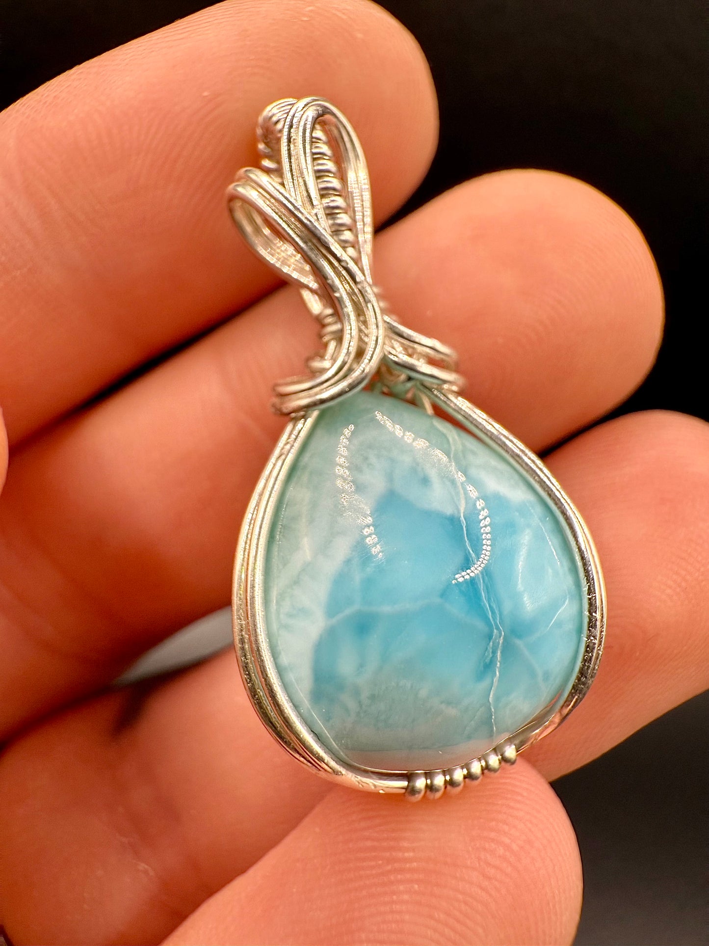 B112) Larimar Pendant In Sterling Silver