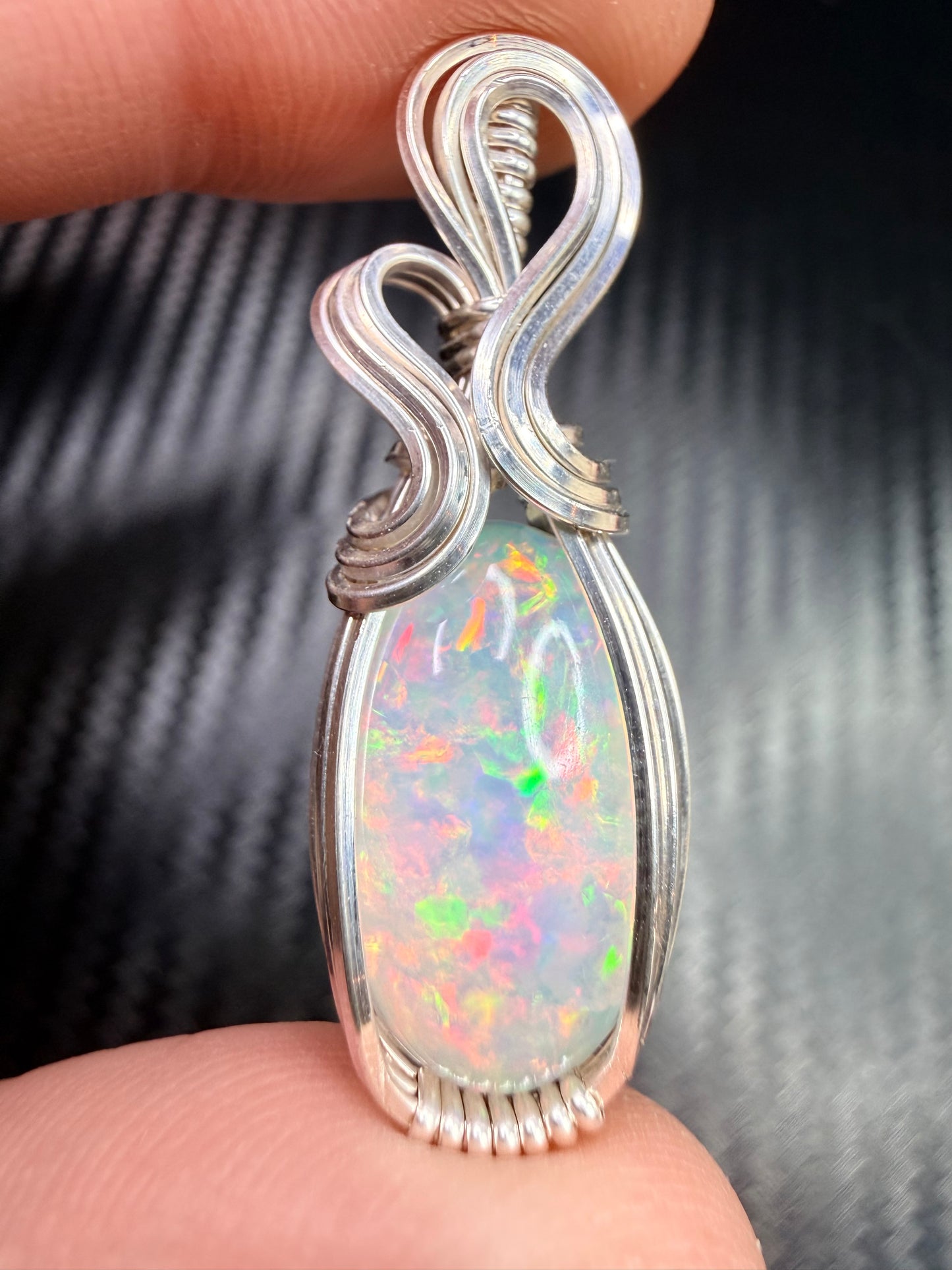 Ethiopian Welo Opal Pendant in .925 Sterling Silver – Natural Opal Necklace, October Birthstone, Fire Opal Jewelry, Handmade Opal Gift, Healing Crystal Pendant