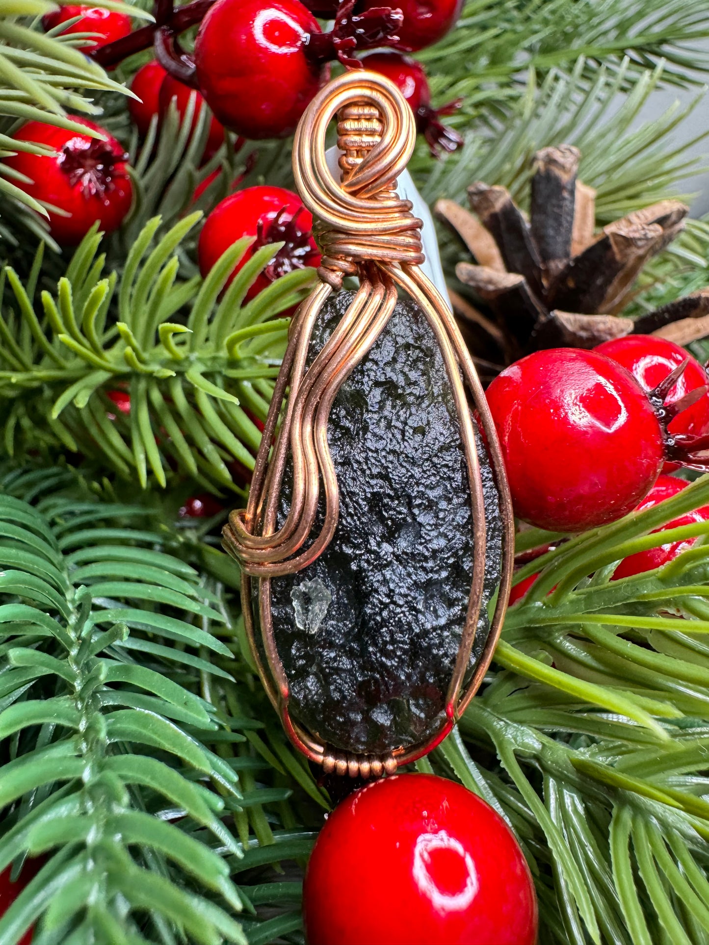 Moldavite Pendant in Copper