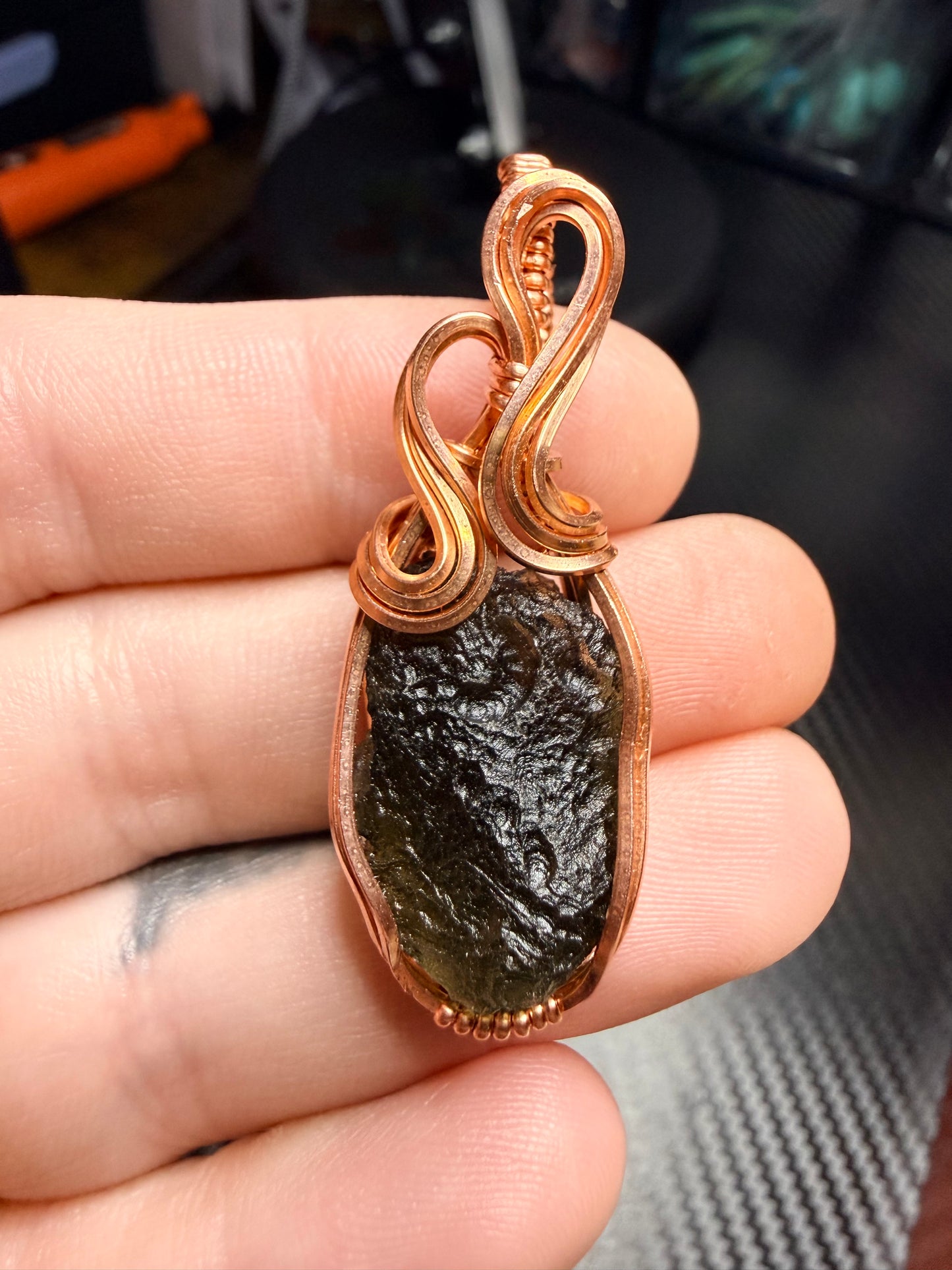11VDS) Moldavite Pendant in copper