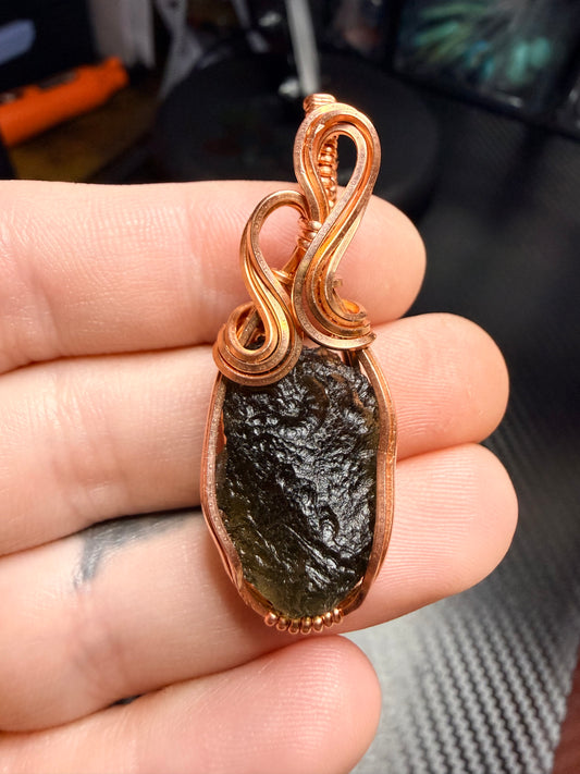 11VDS) Moldavite Pendant in copper