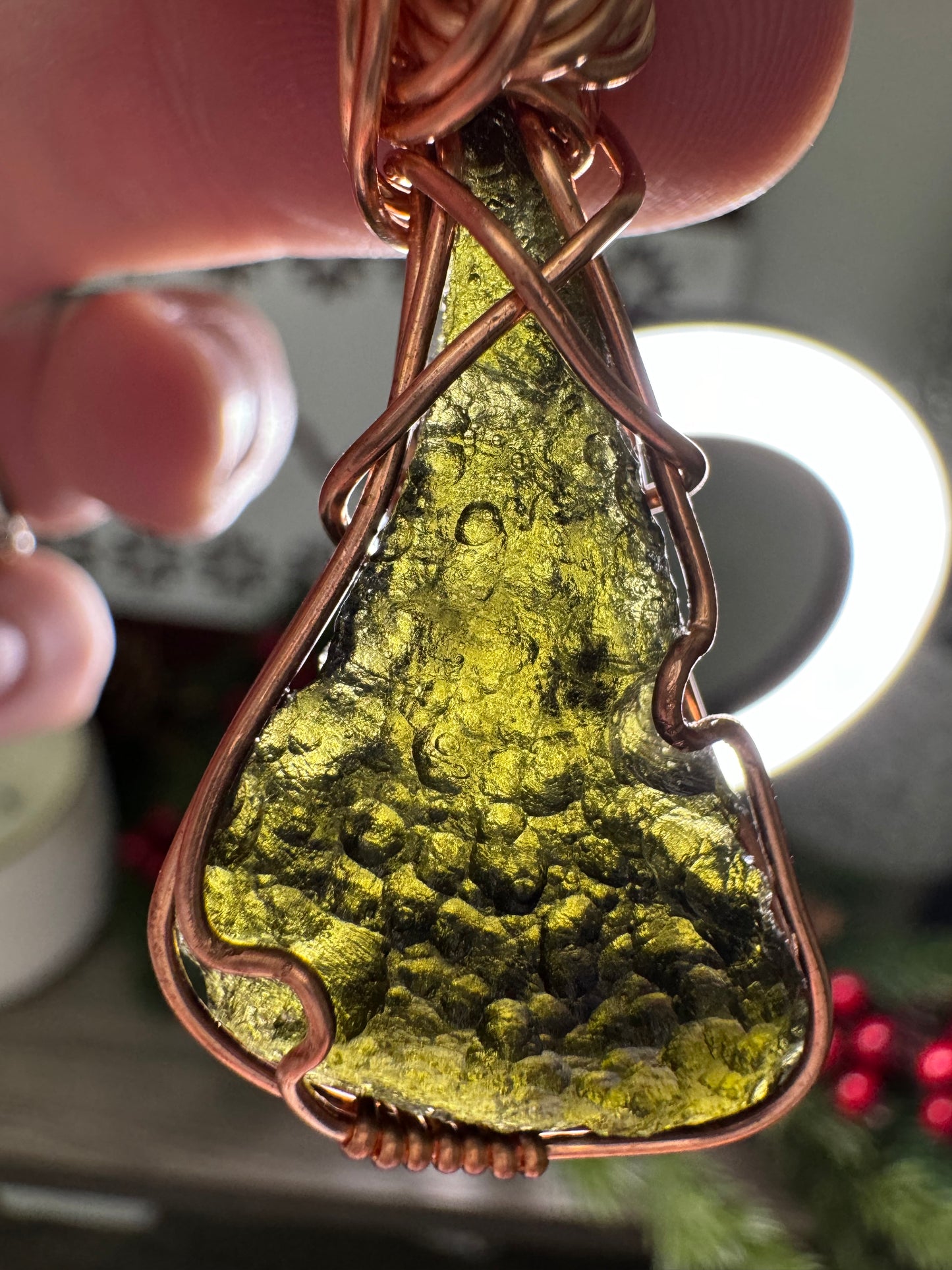 Moldavite Pendant in Copper