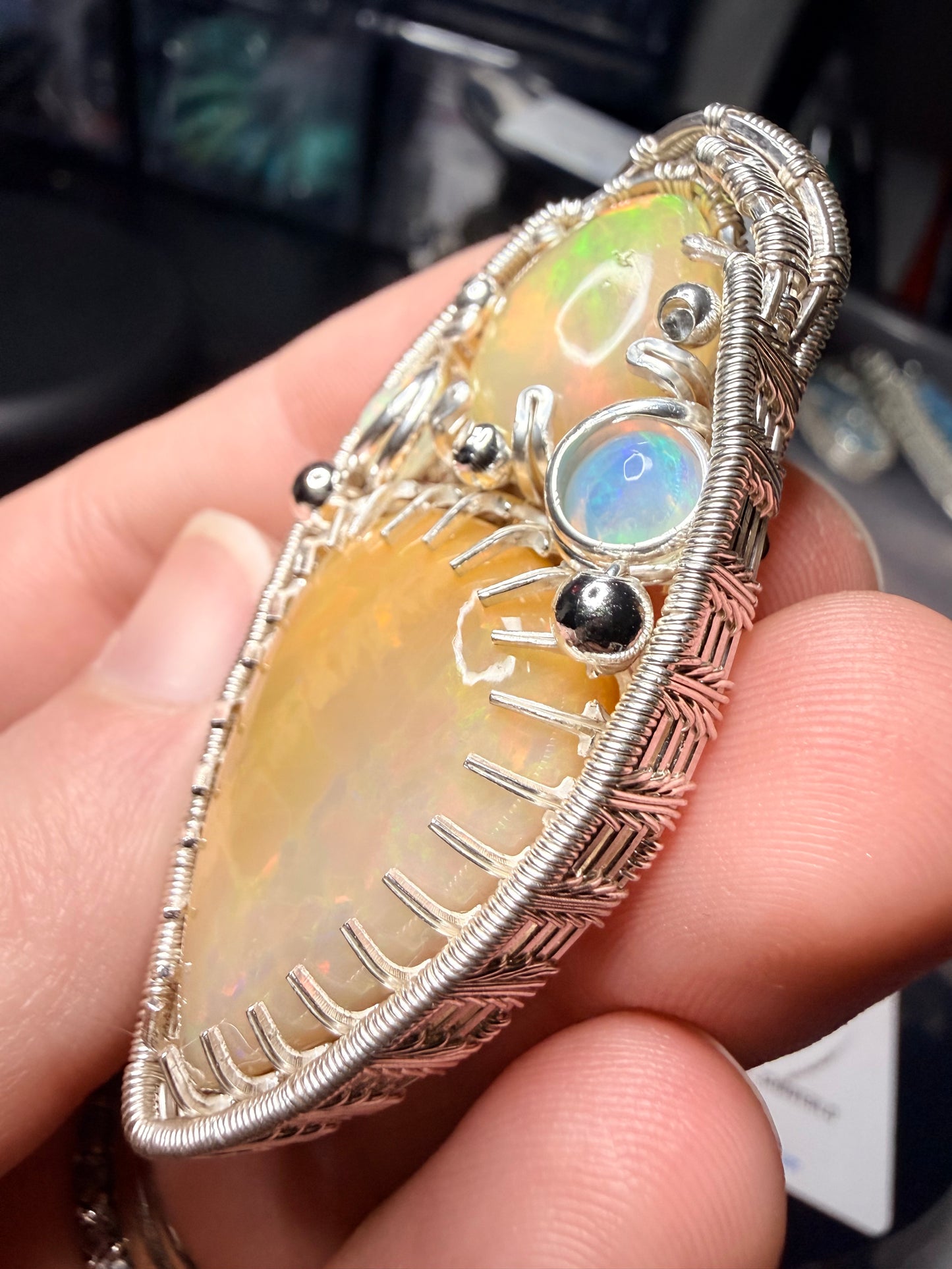 11VDS) Large Ethiopian Opal Pendant in Sterling Silver