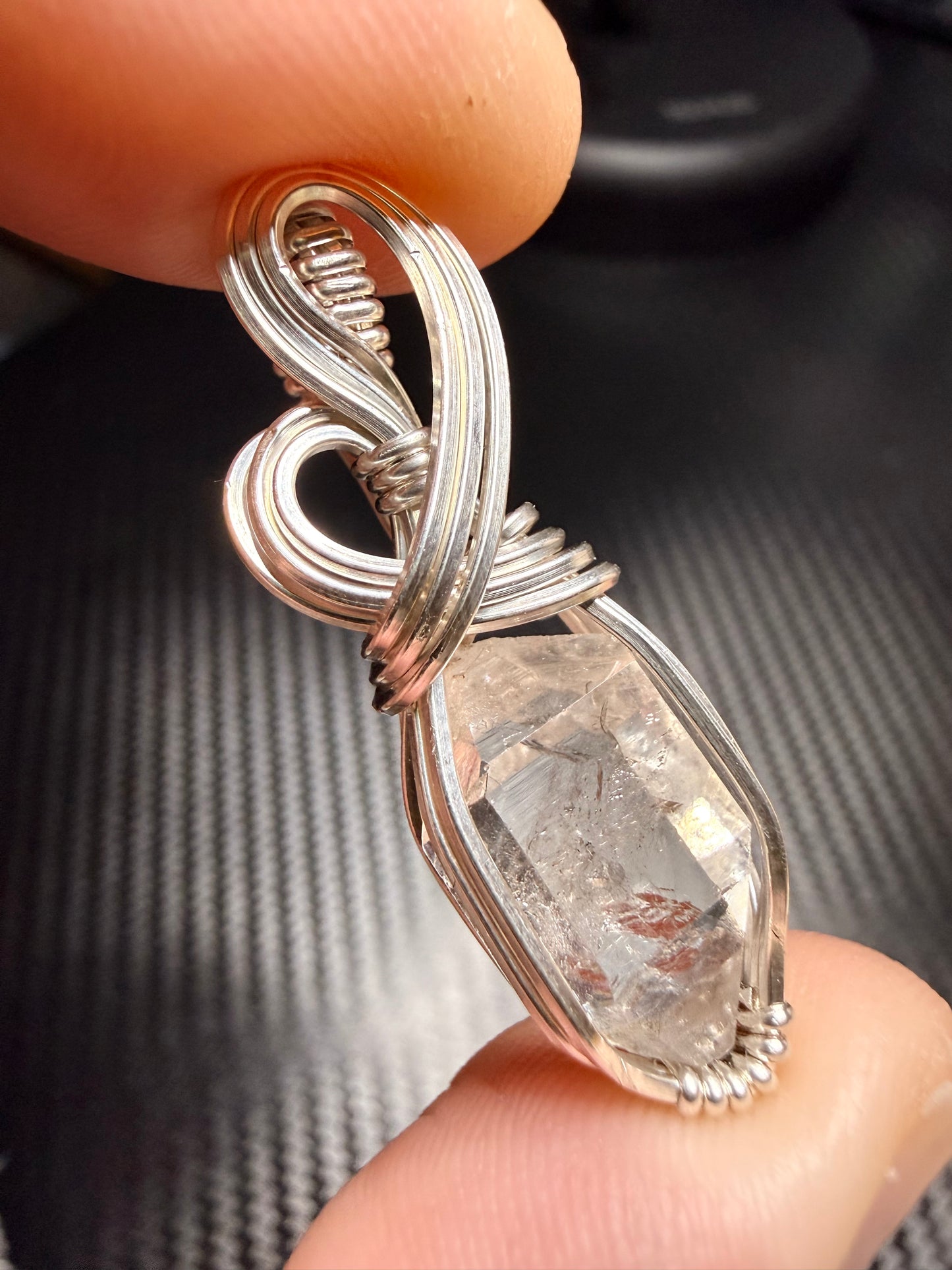 111VDS) Herkimer Diamond Quartz Pendant in Sterling Silver