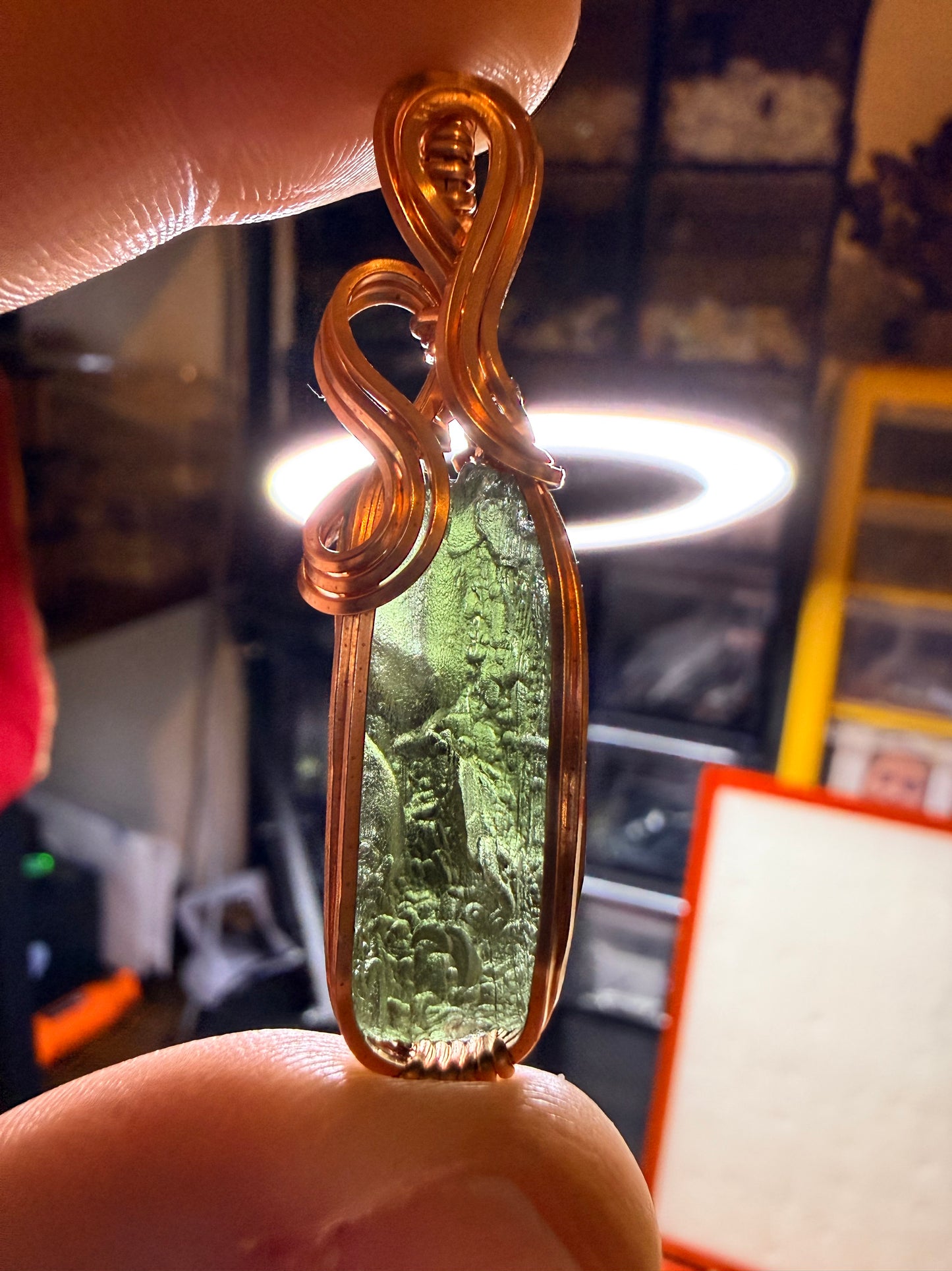 11VDS) Moldavite Pendant in copper