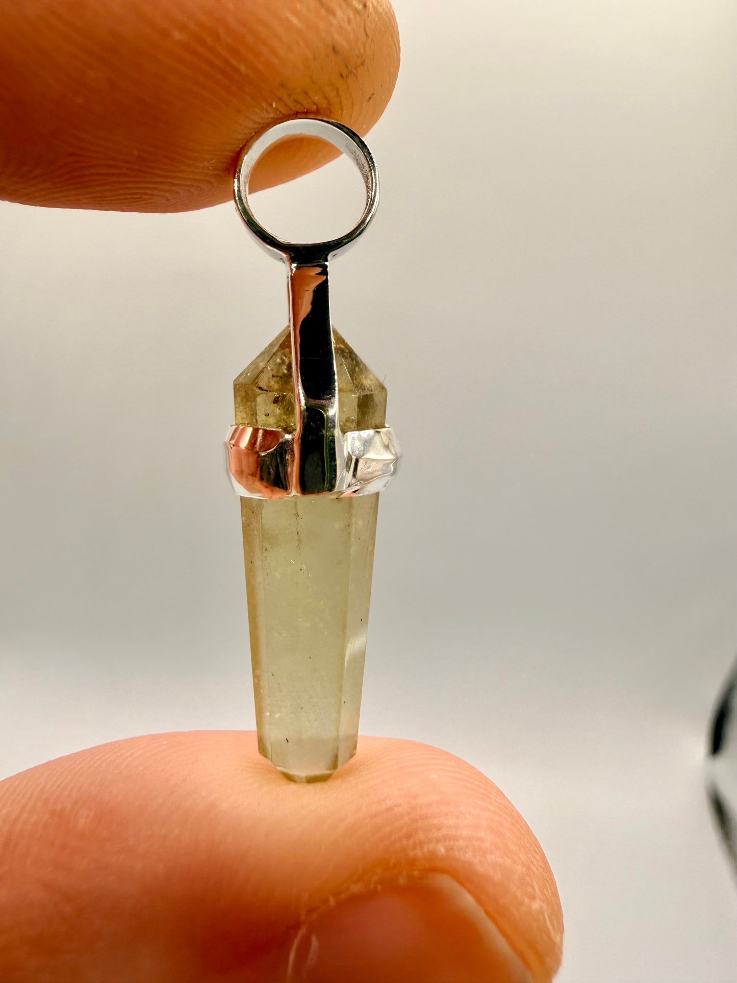 AAA Libyan Desert Glass Pendulum Pendant With Agni Manitite Bead In Sterling Silver 9.35crt