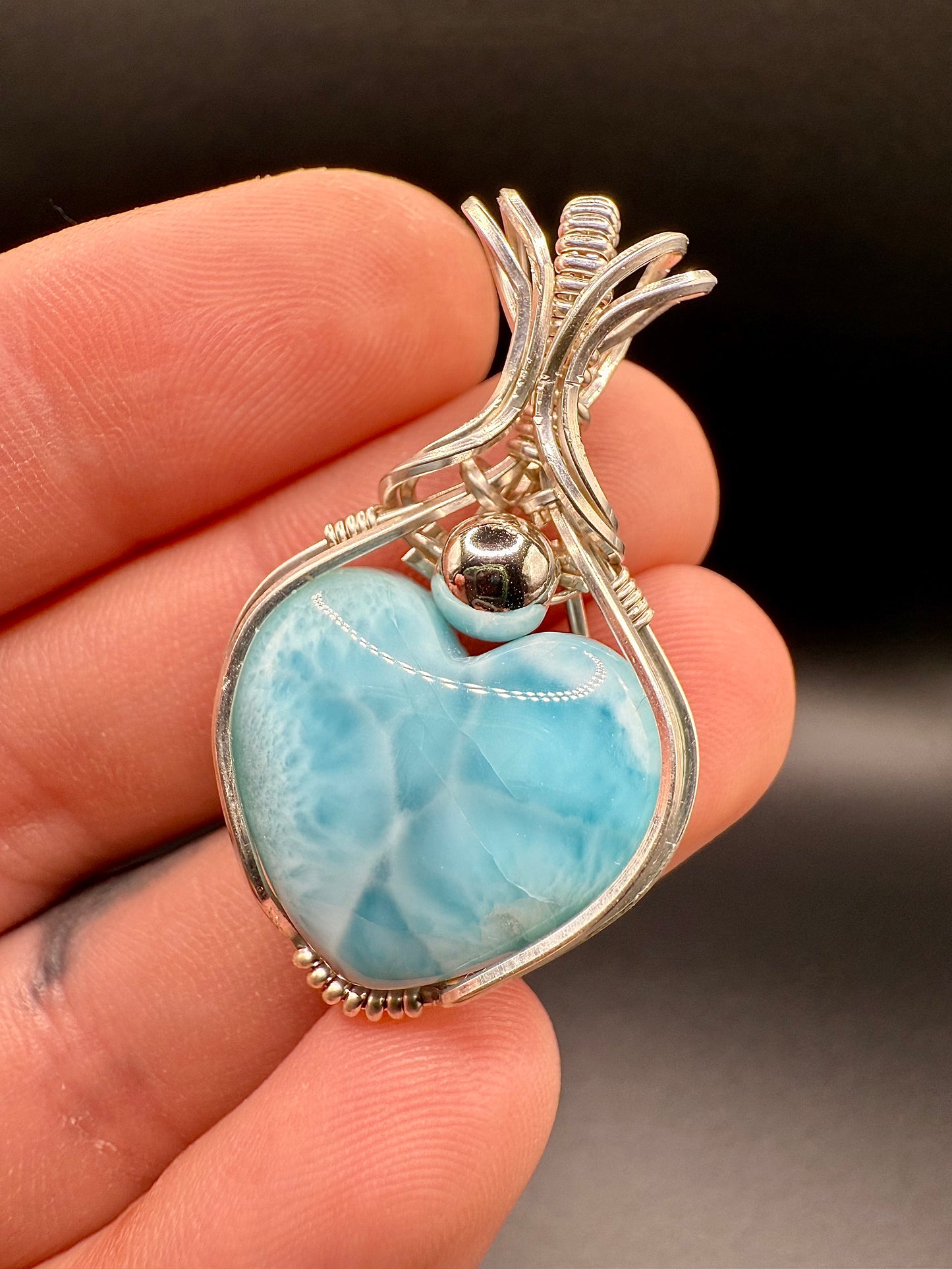 B112) Larimar Pendant In Sterling Silver