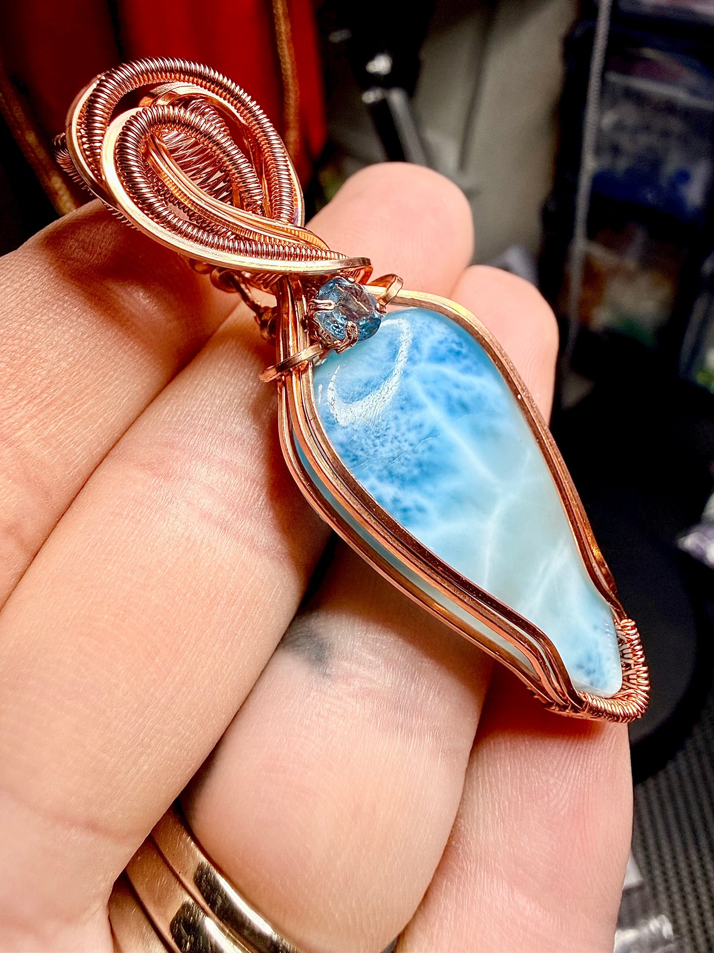 Larimar Pendant In Copper With Sky Blue Accent