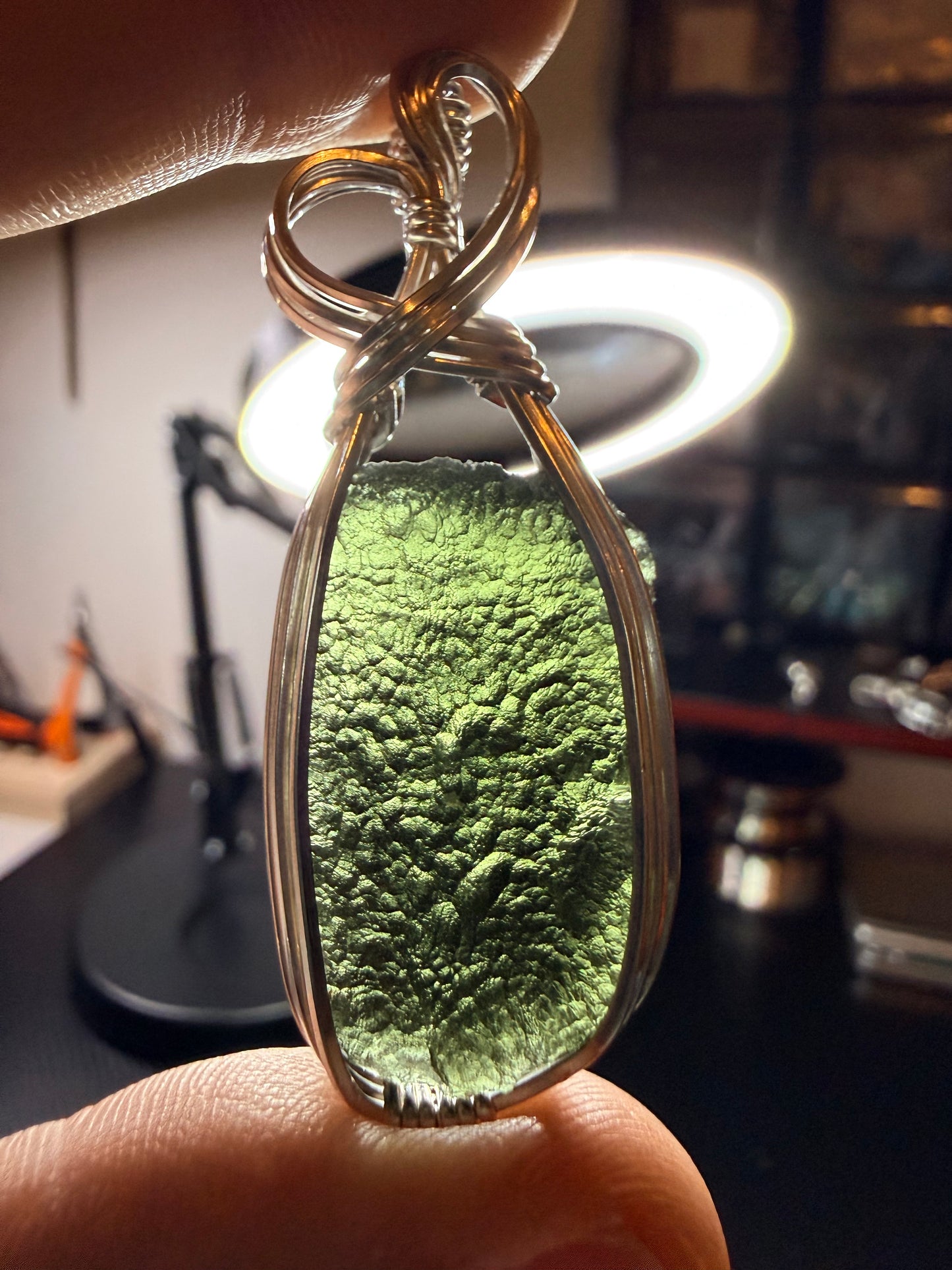 Moldavite Pendant In Sterling Silver 7.15g Chlum