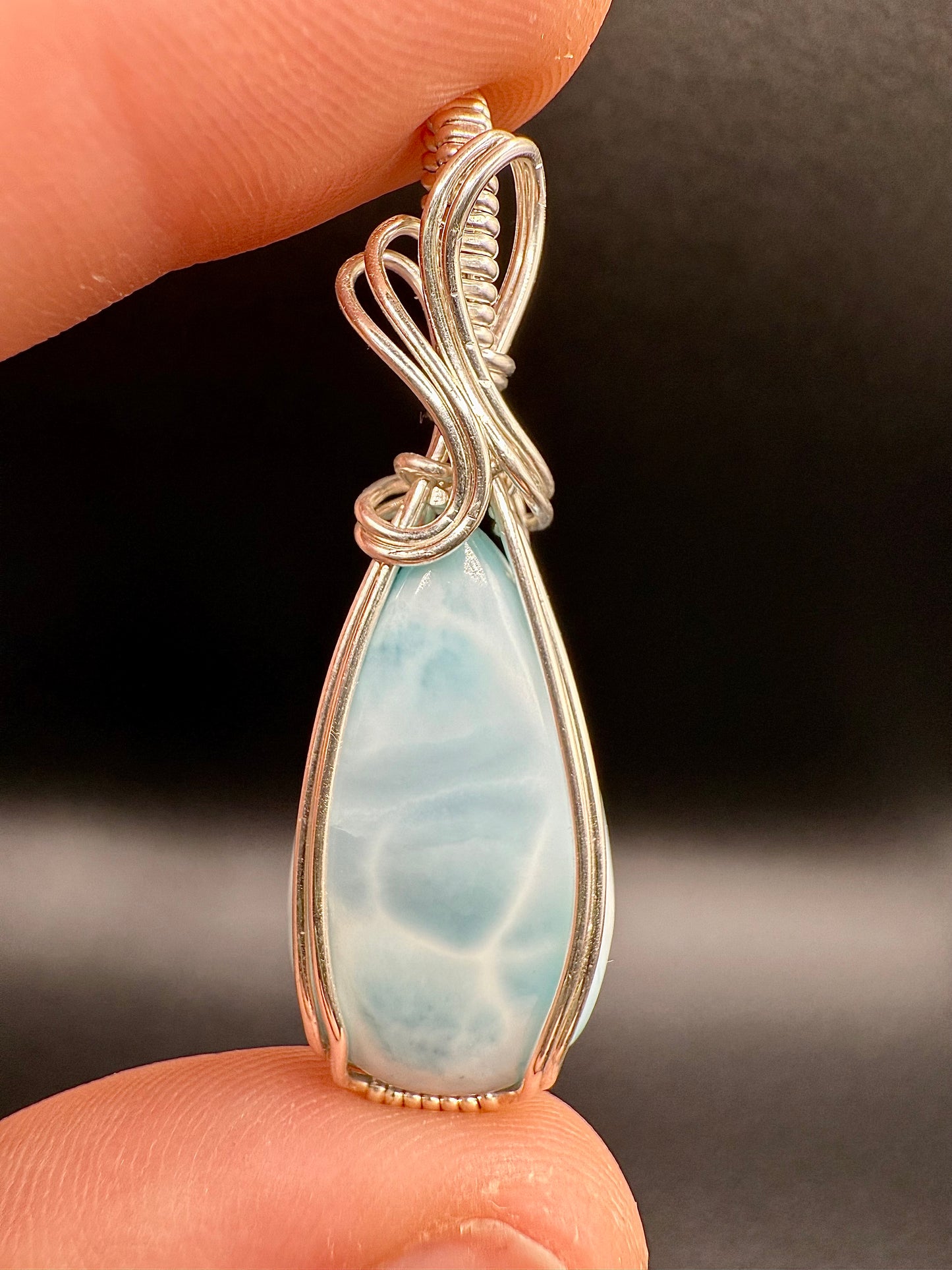 B112) Larimar Pendant In Sterling Silver