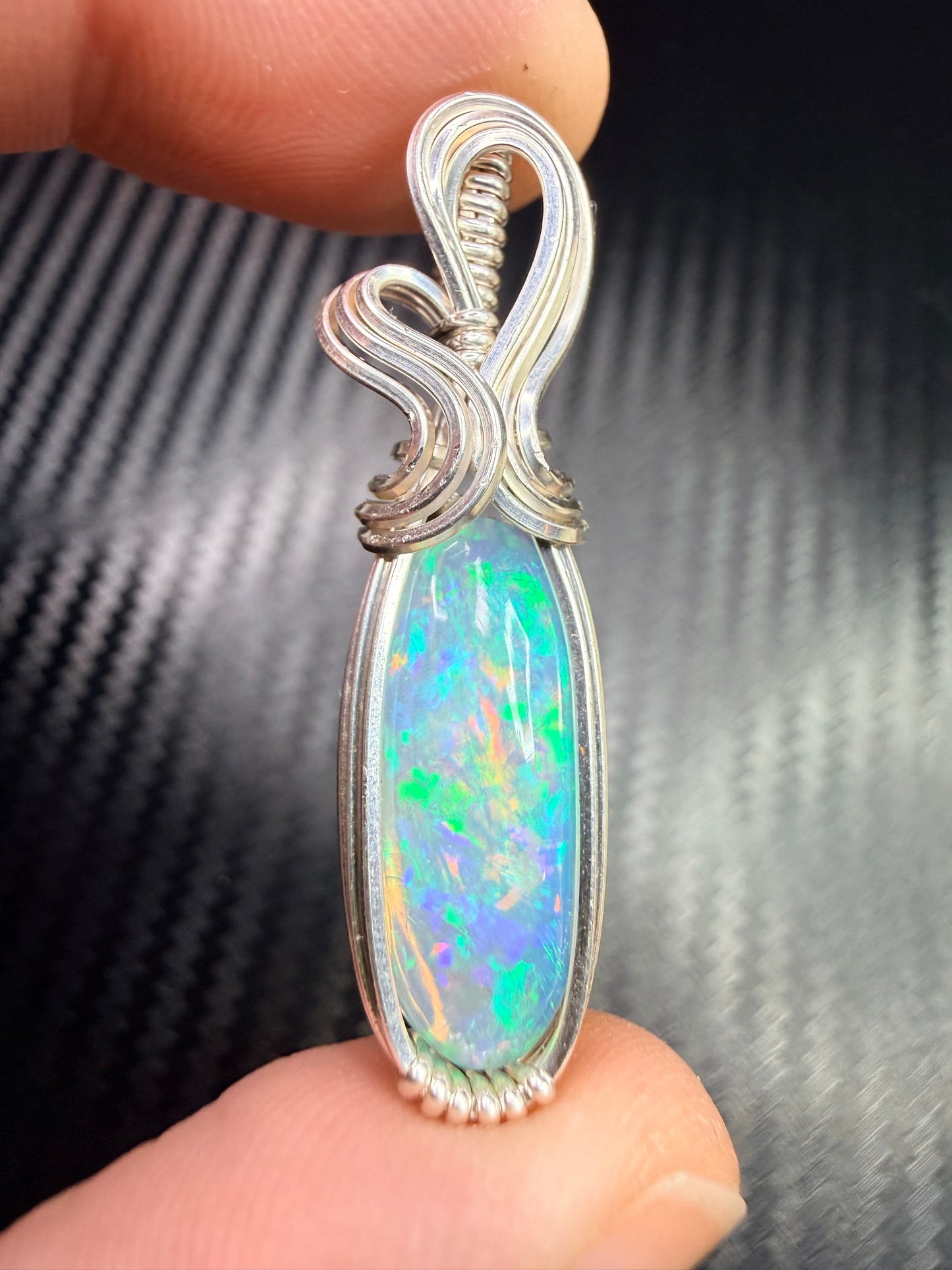 Ethiopian Welo Opal Pendant in .925 Sterling Silver – Natural Opal Necklace, October Birthstone, Fire Opal Jewelry, Handmade Opal Gift, Healing Crystal Pendant