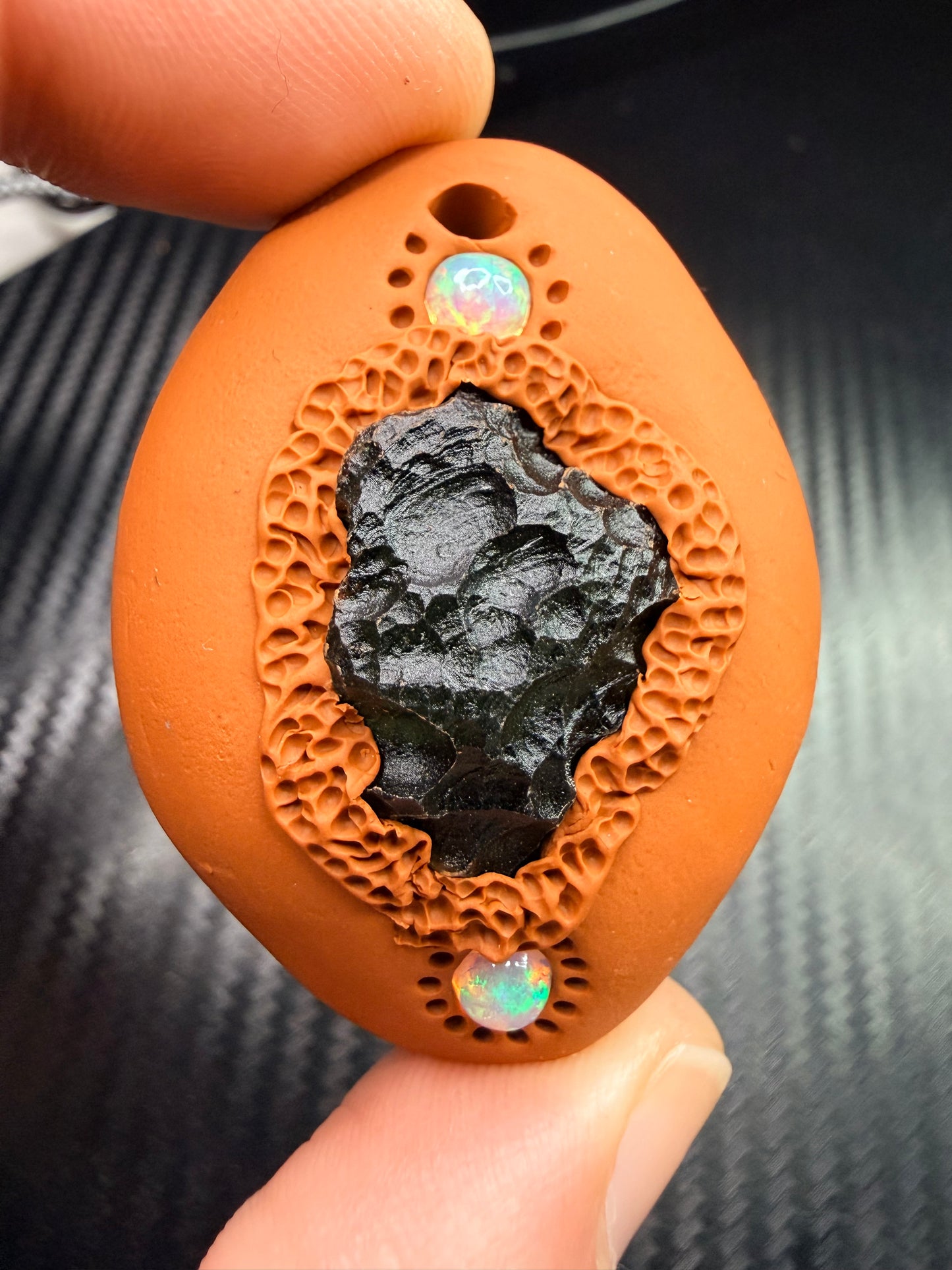 Moldavite & Ethiopian Opal Talisman Pendant – Backlit Green Glow – Handmade Transformation & Awakening Amulet
