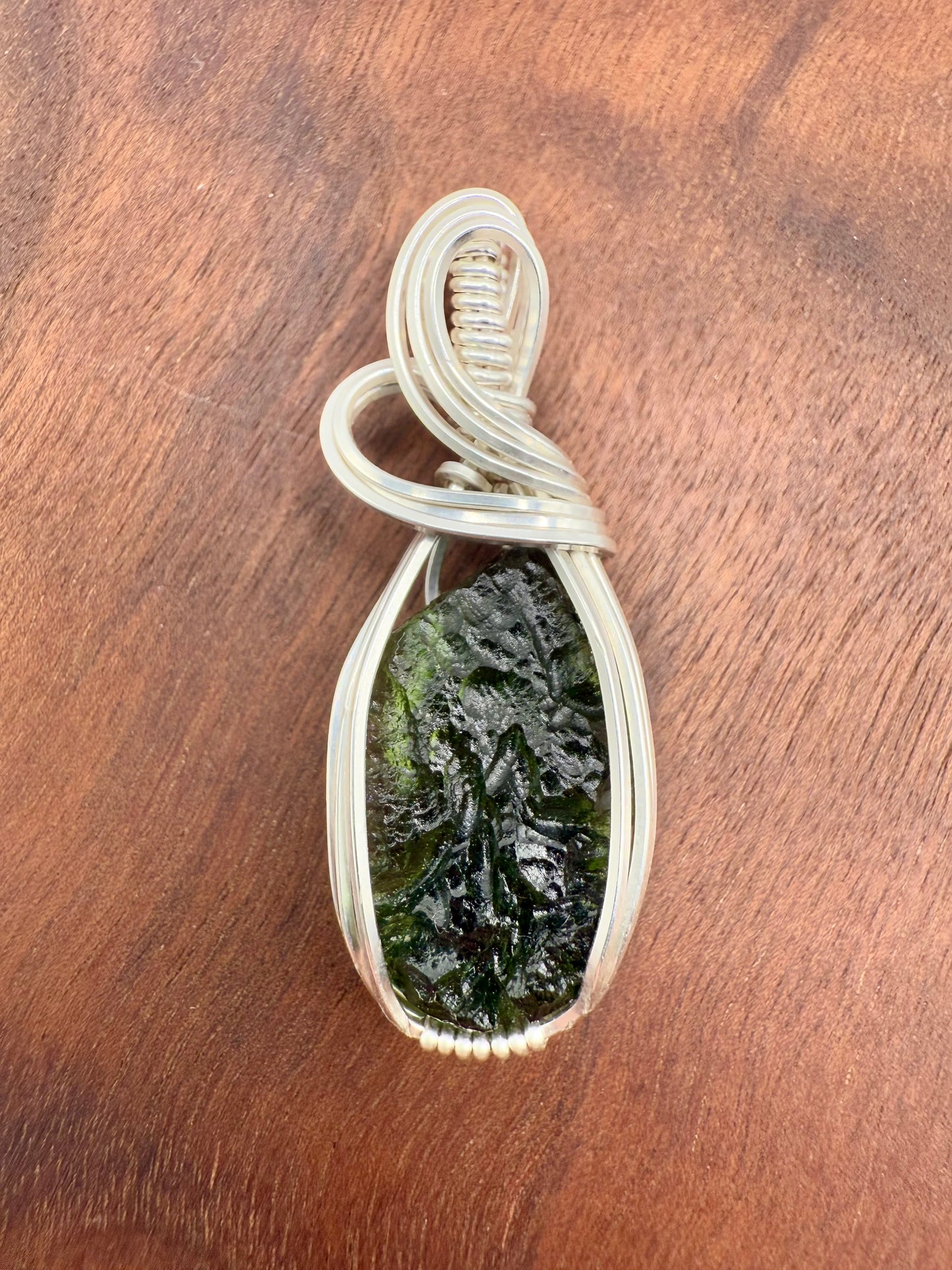 C11) Moldavite In Sterling Silver Pendant Necklace