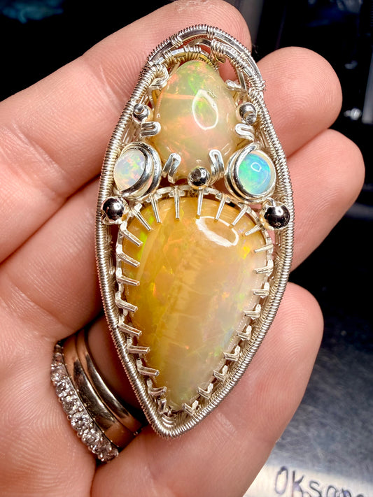 11VDS) Large Ethiopian Opal Pendant in Sterling Silver