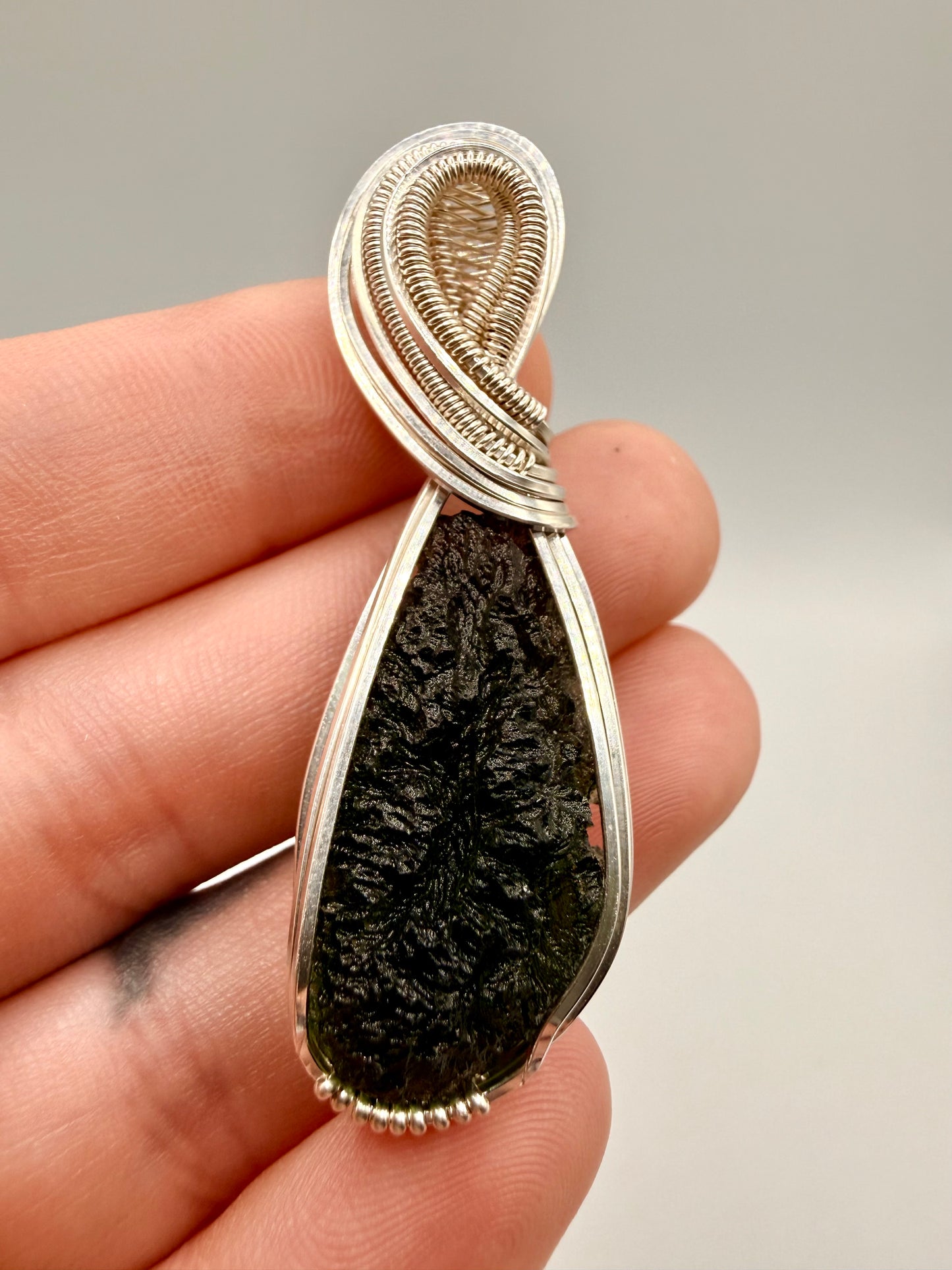 1MSS) Moldavite Pendant In Sterling Silver