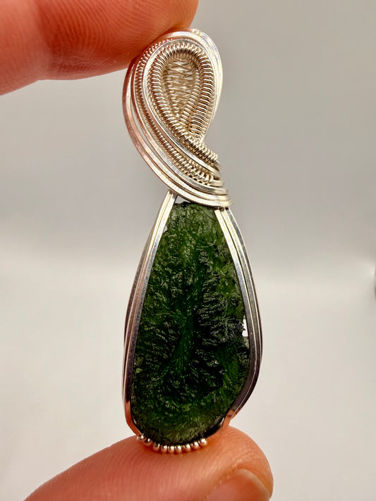 1MSS) Moldavite Pendant In Sterling Silver