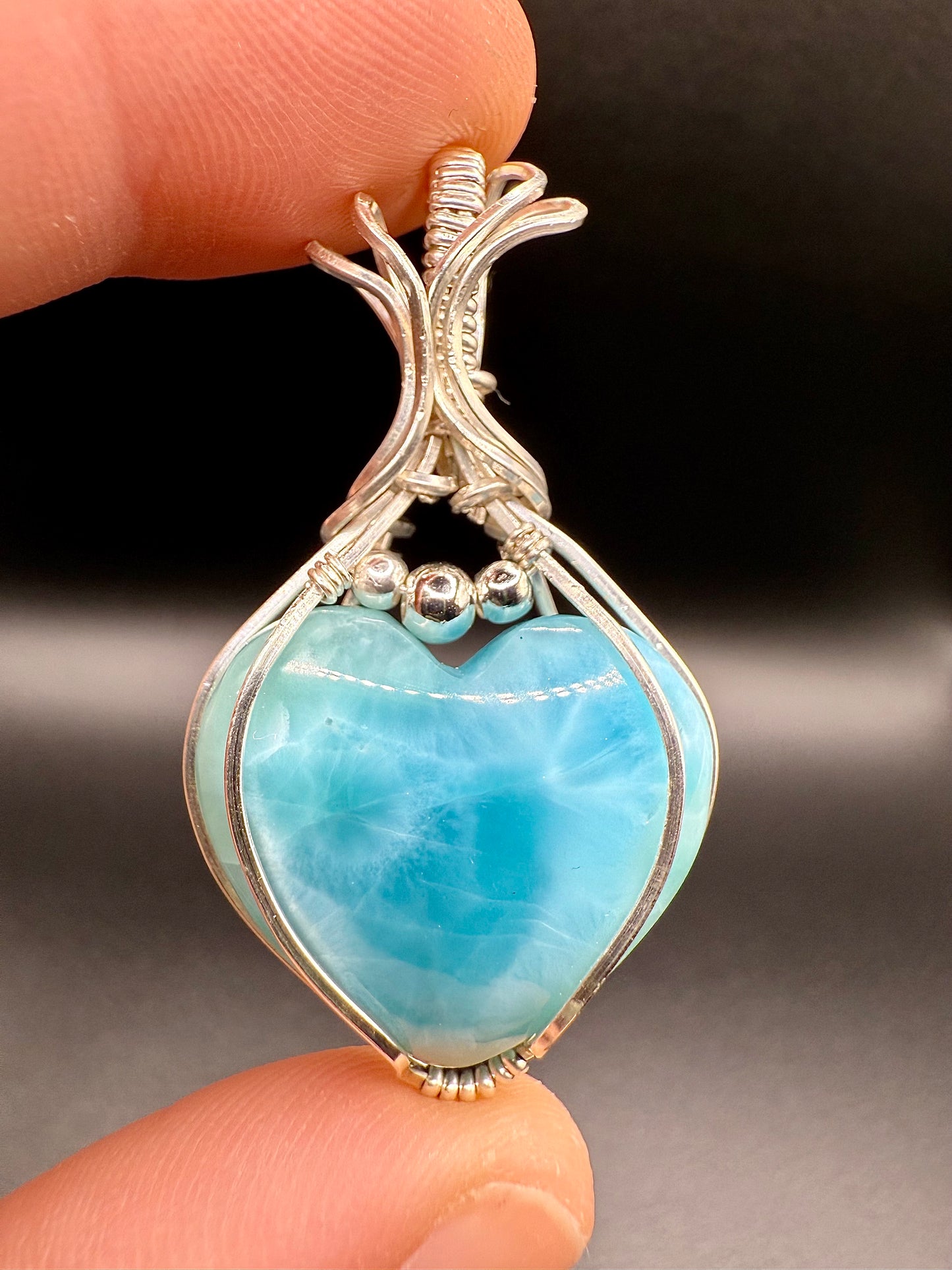 C11) Larimar Pendant In Sterling Silver