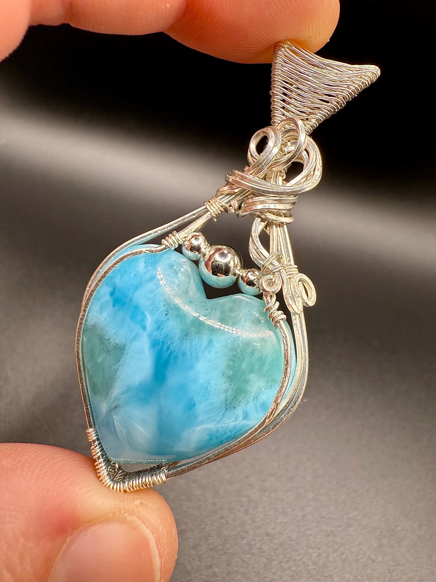C11) Larimar Pendant In Sterling Silver Large
