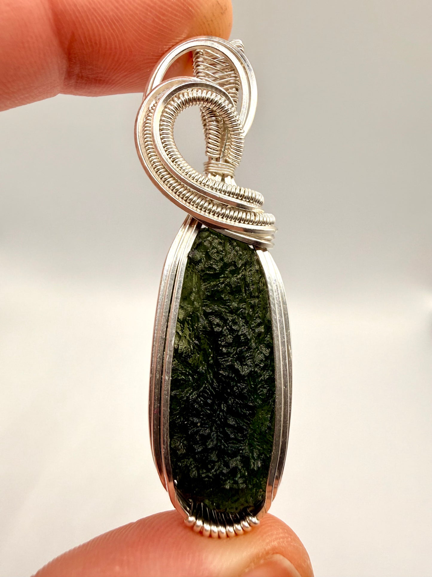 1MSS) Moldavite Pendant In Sterling Silver