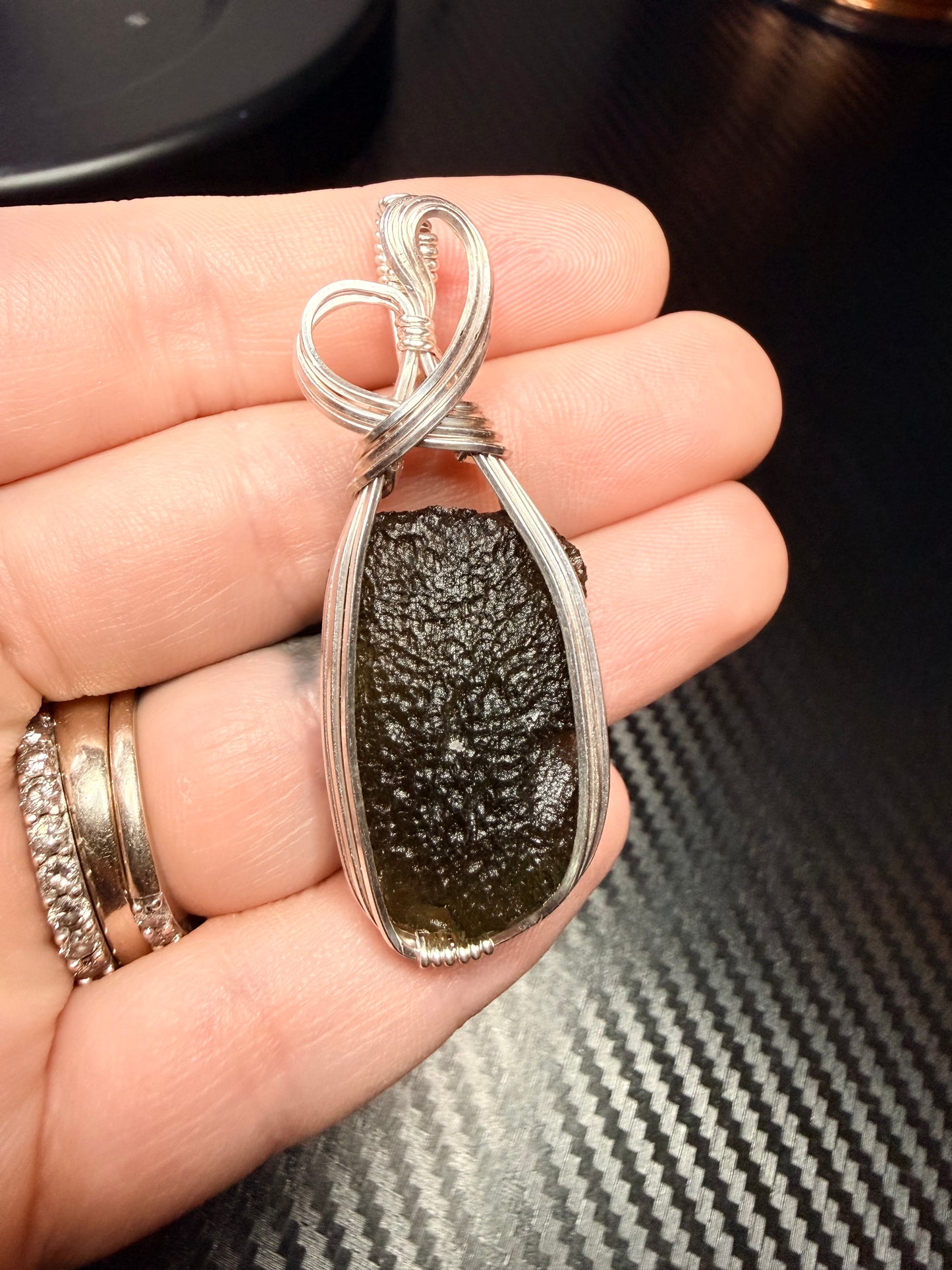 Moldavite Pendant In Sterling Silver 7.15g Chlum