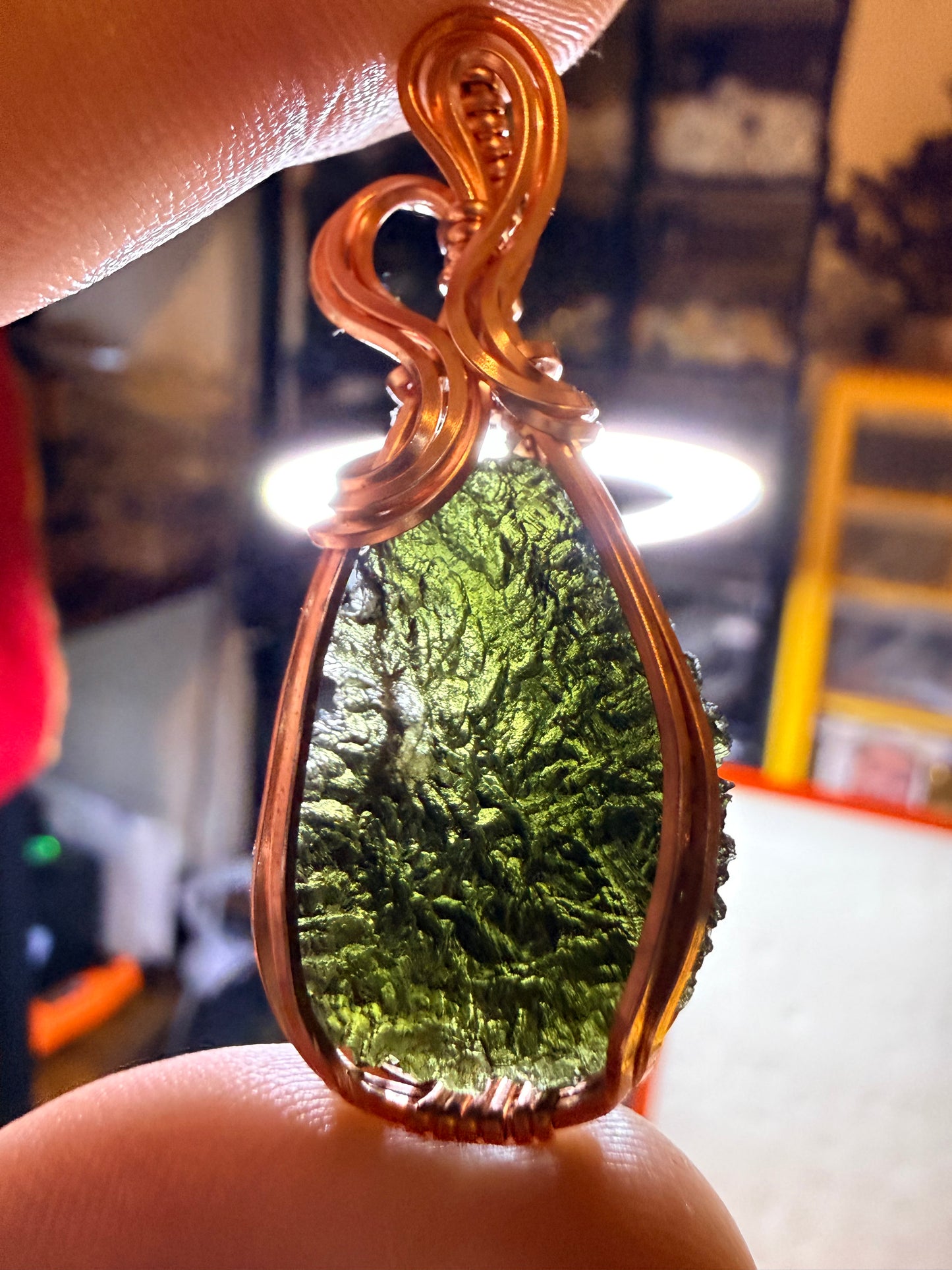 11VDS) Moldavite Pendant in copper